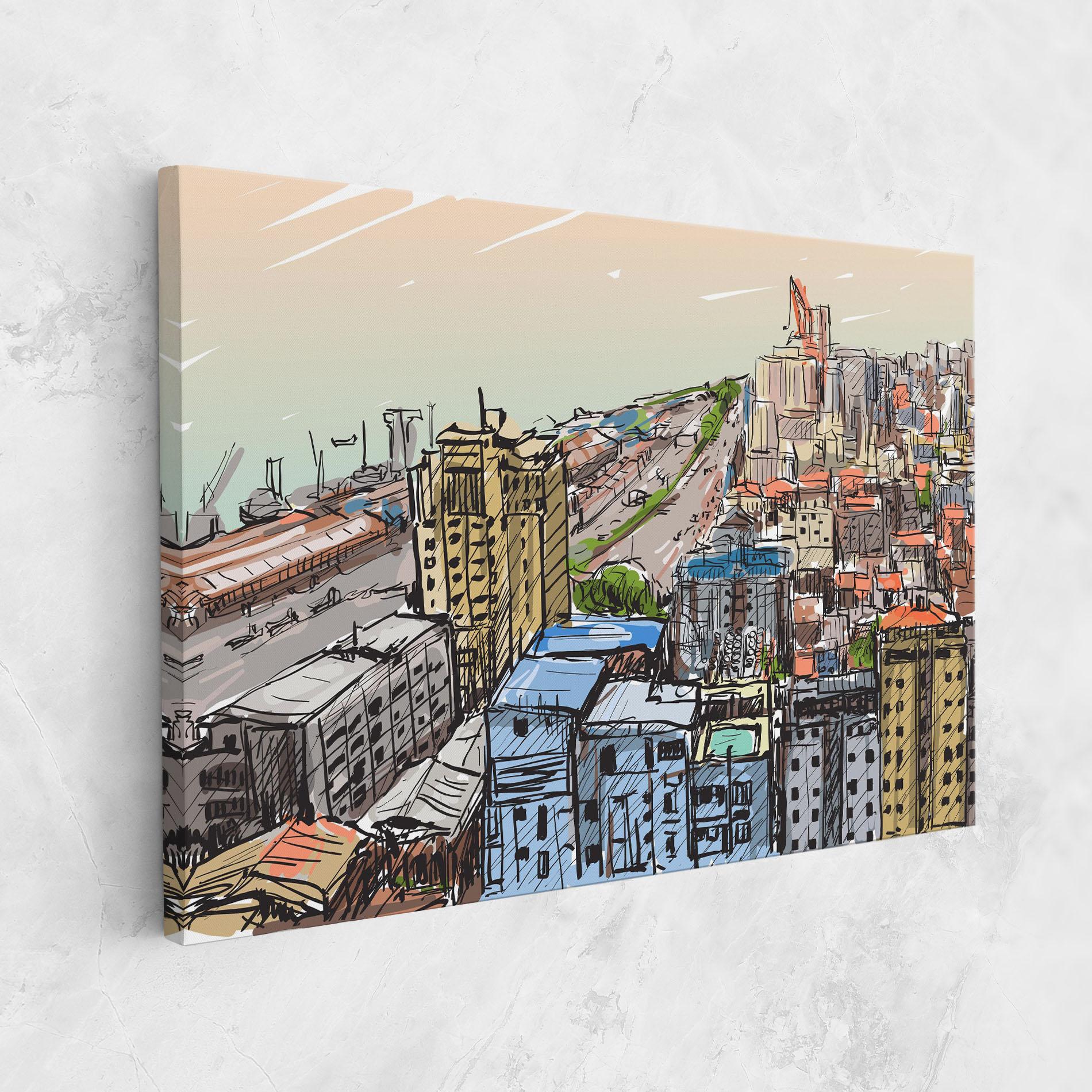 Tablou Canvas Colorful City Drawing mockup 1