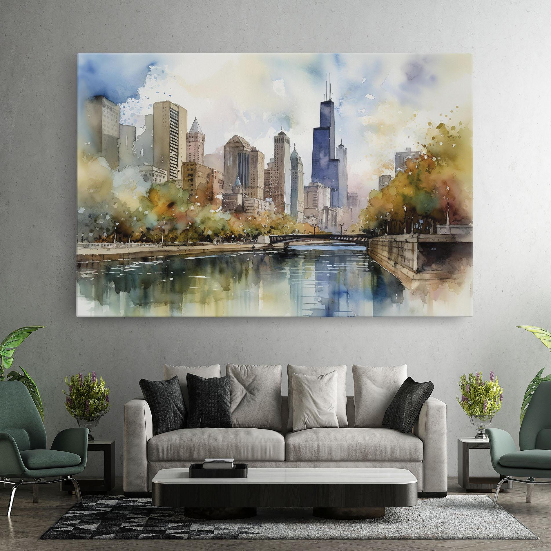 Tablou Canvas City Skyline Painting mockup 7