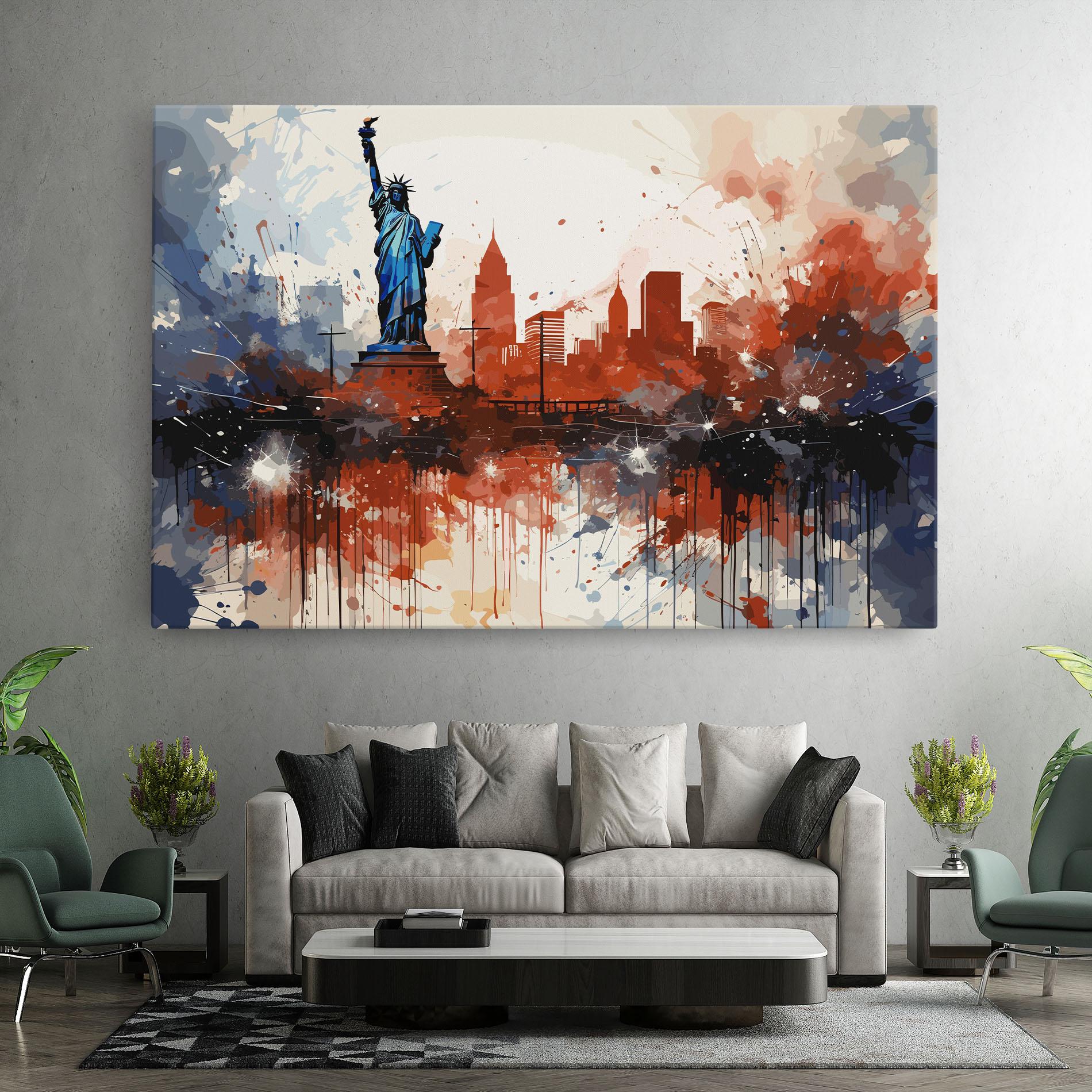 Tablou Canvas Red Blue Liberty Statue mockup 7