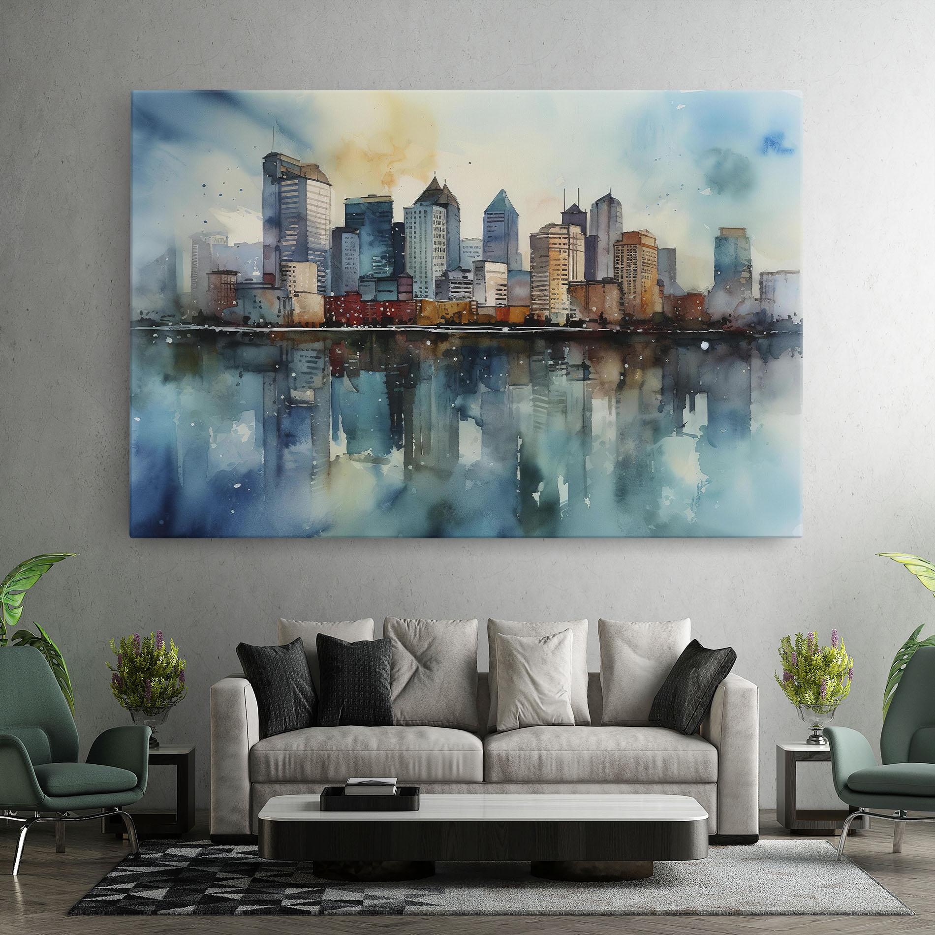 Tablou Canvas Watercolor City Skyline mockup 7