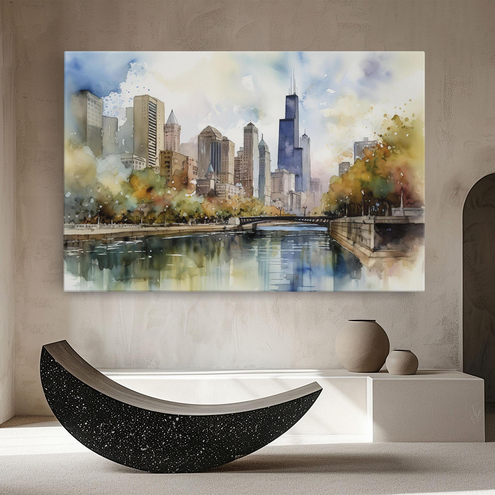 Tablou Canvas City Skyline Painting mockup 8
