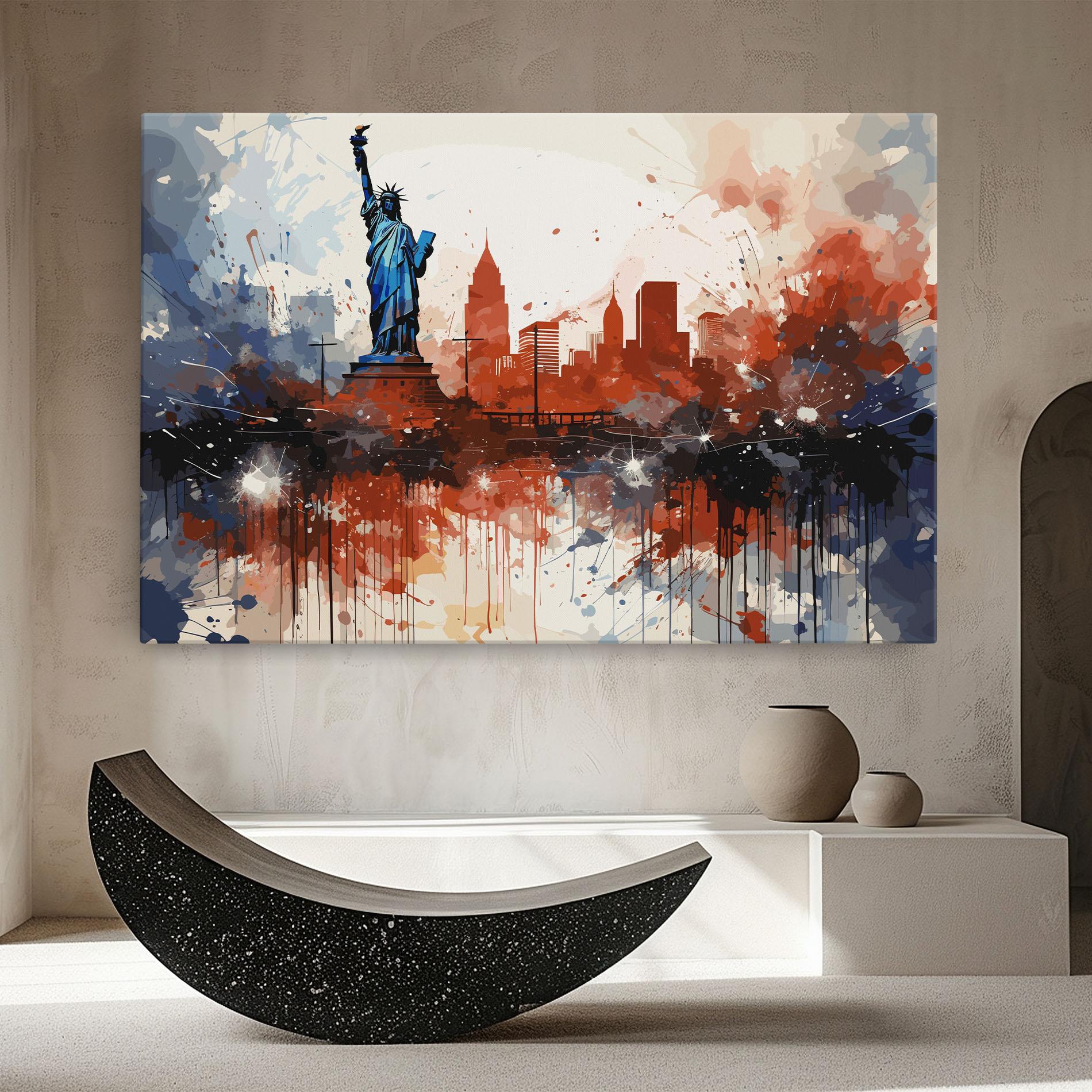 Tablou Canvas Red Blue Liberty Statue mockup 8