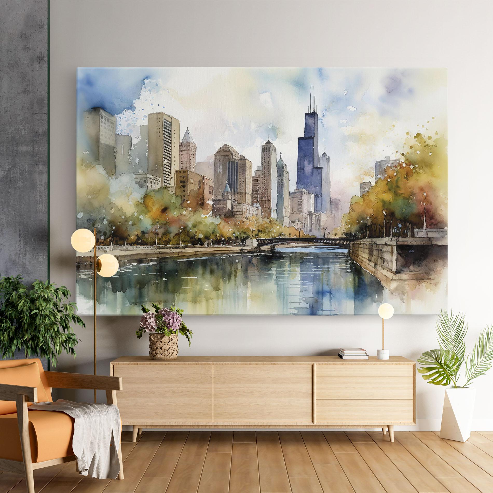 Tablou Canvas City Skyline Painting mockup 9