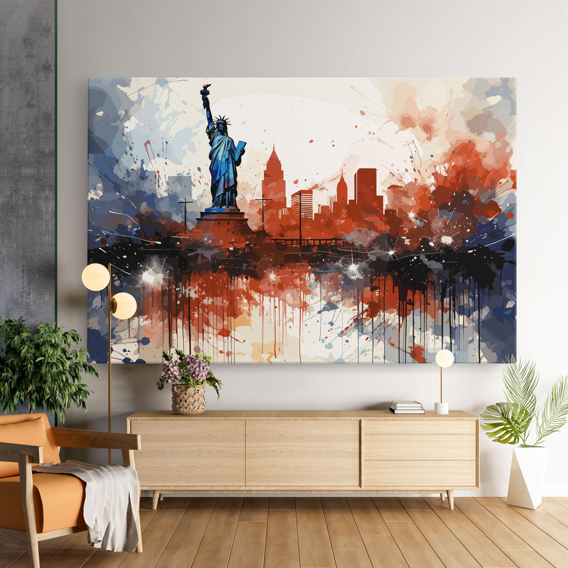 Tablou Canvas Red Blue Liberty Statue mockup 9