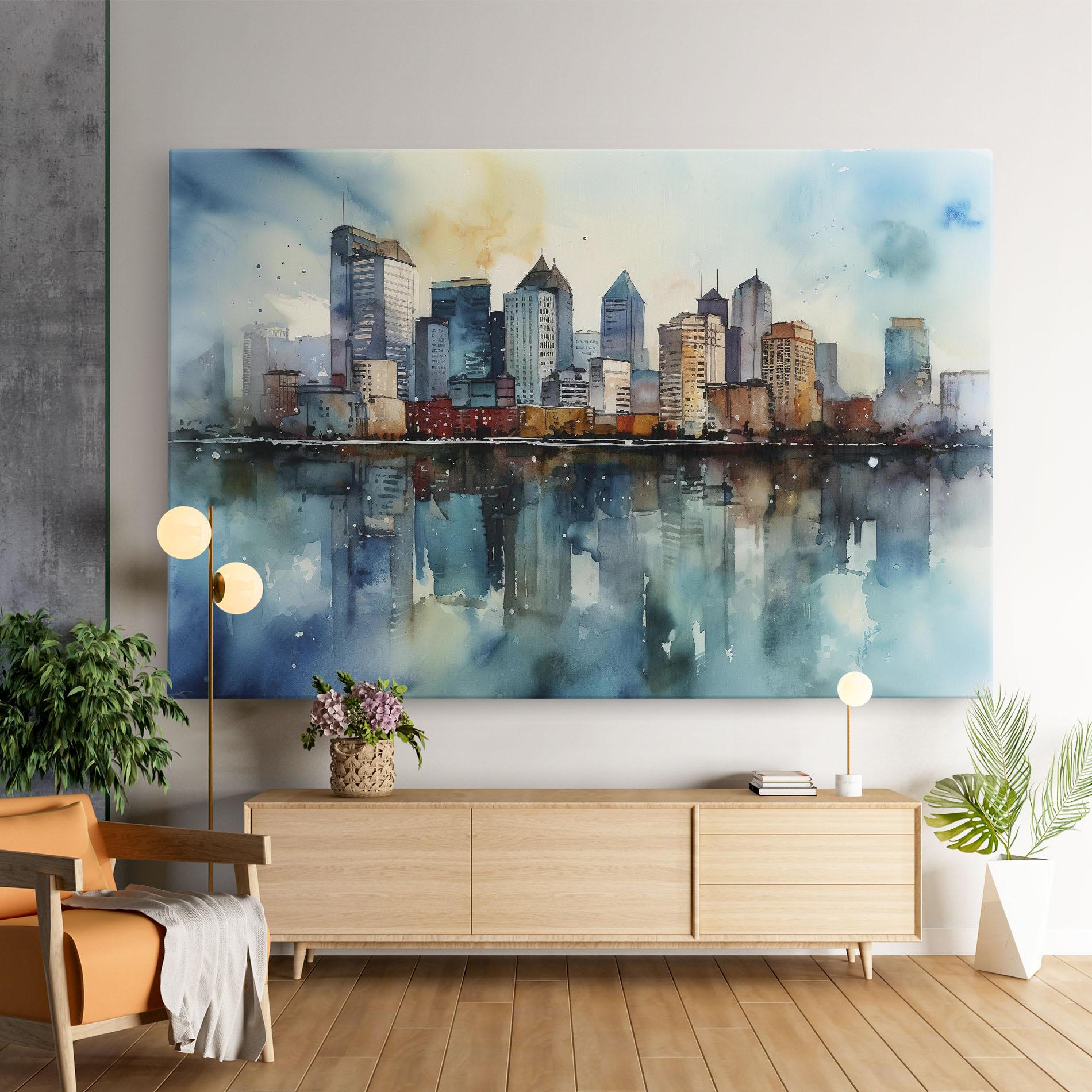 Tablou Canvas Watercolor City Skyline mockup 9