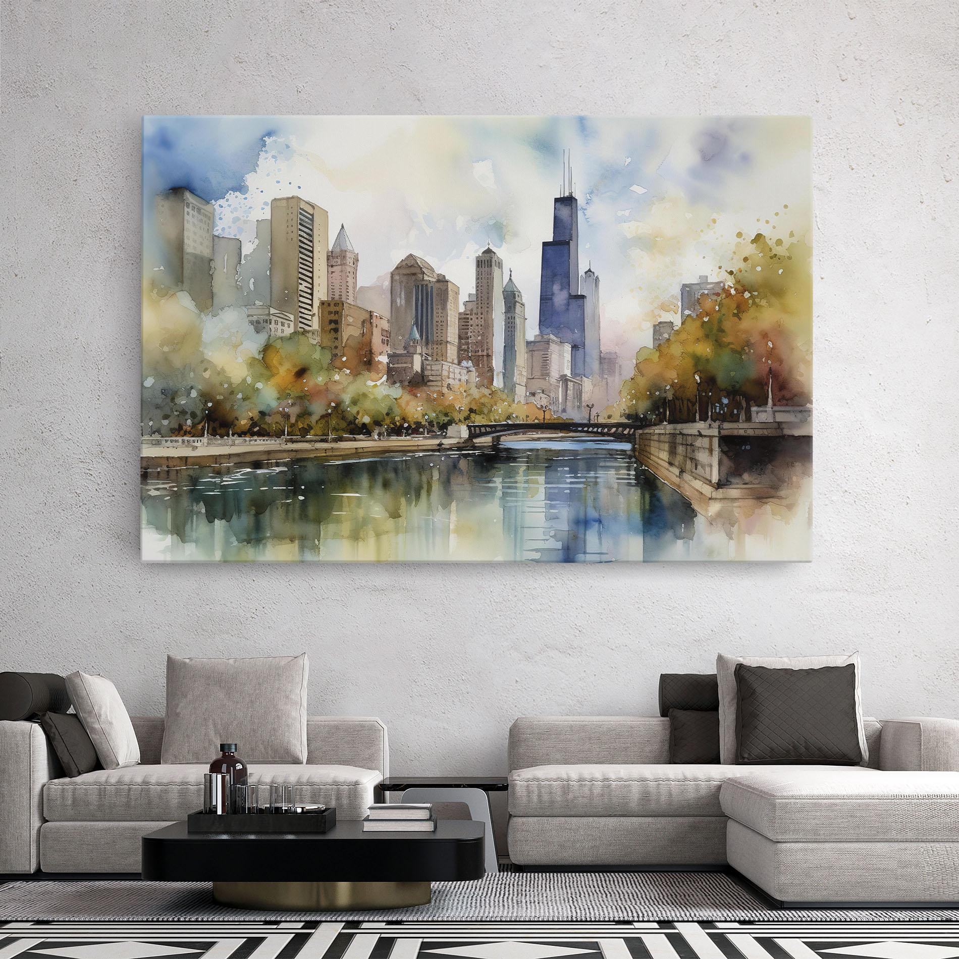 Tablou Canvas City Skyline Painting mockup 2