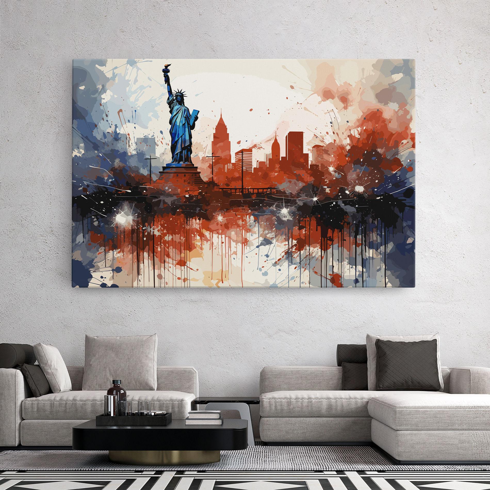 Tablou Canvas Red Blue Liberty Statue mockup 2