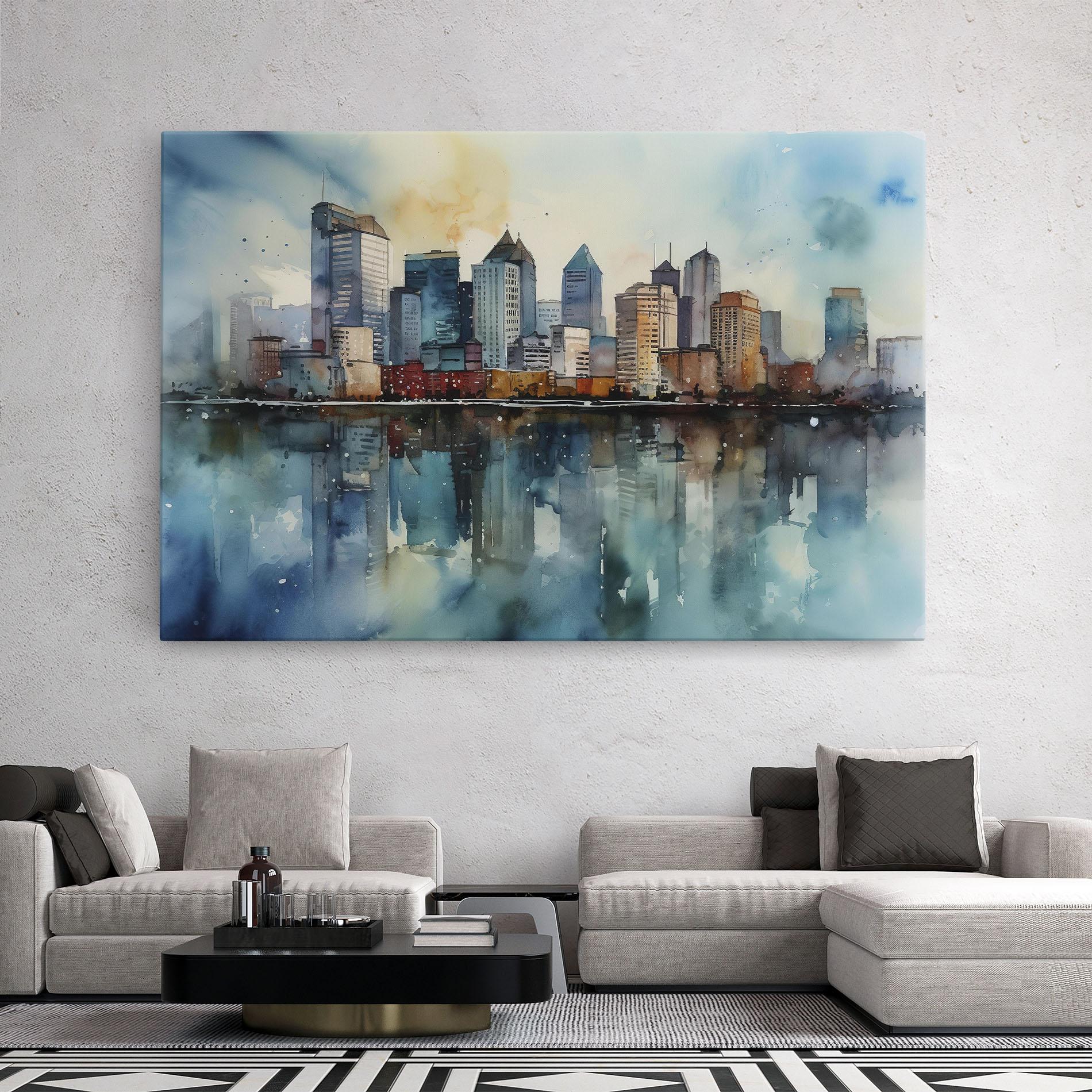 Tablou Canvas Watercolor City Skyline mockup 2