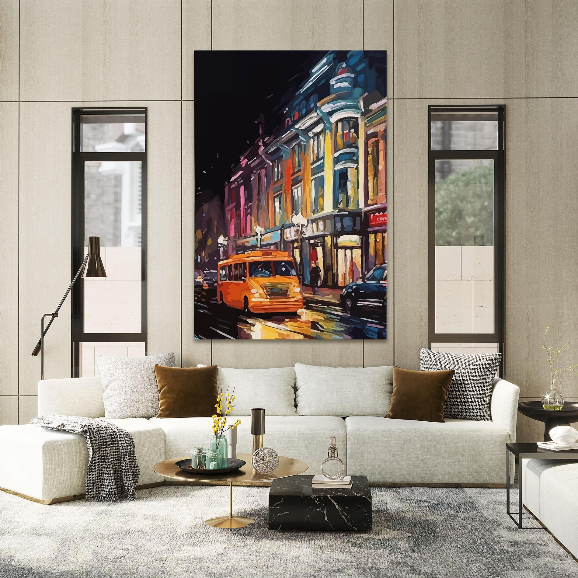 Tablou Canvas Yellow Car City Art mockup 2