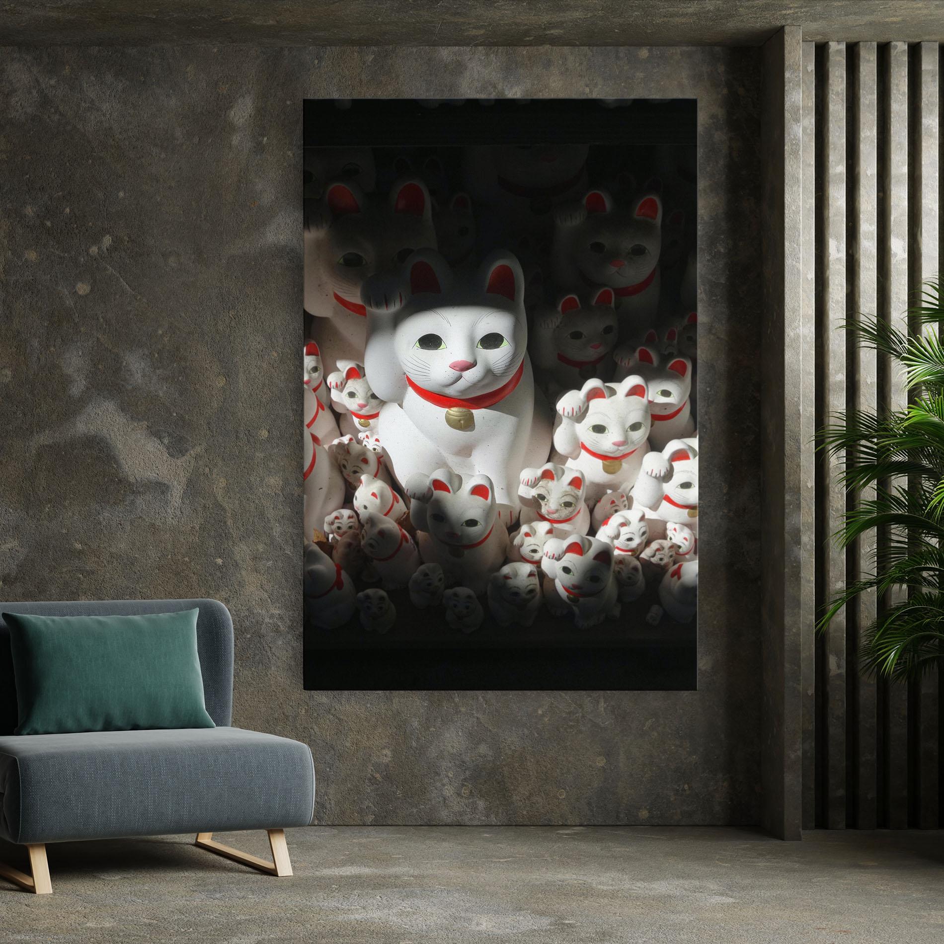 Tablou Canvas White Lucky Cats mockup 7
