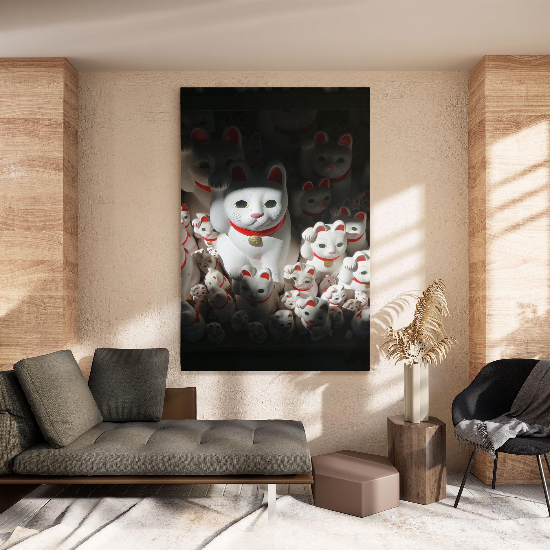 Tablou Canvas White Lucky Cats mockup 8