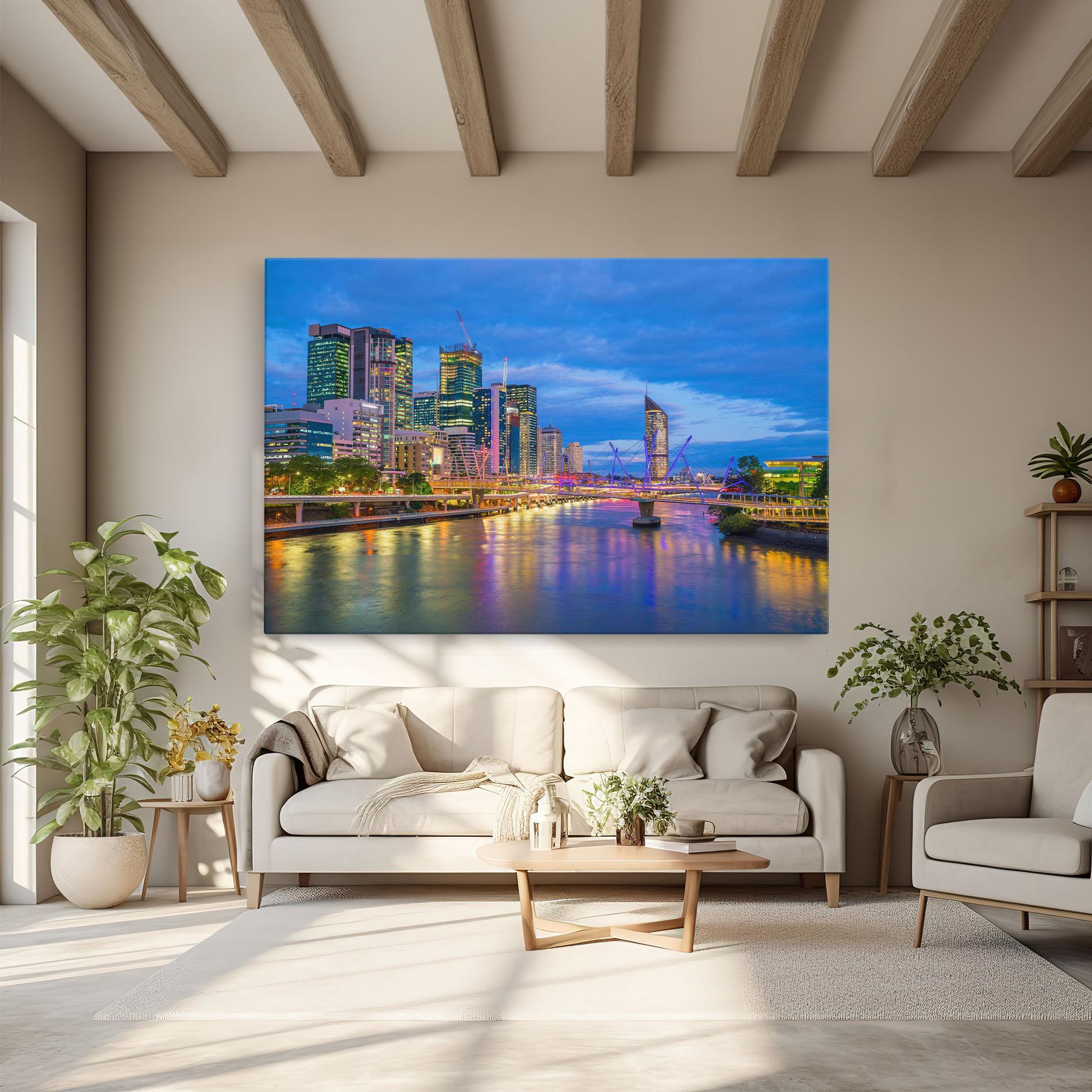 Tablou Canvas Brisbane Skyline View mockup 6