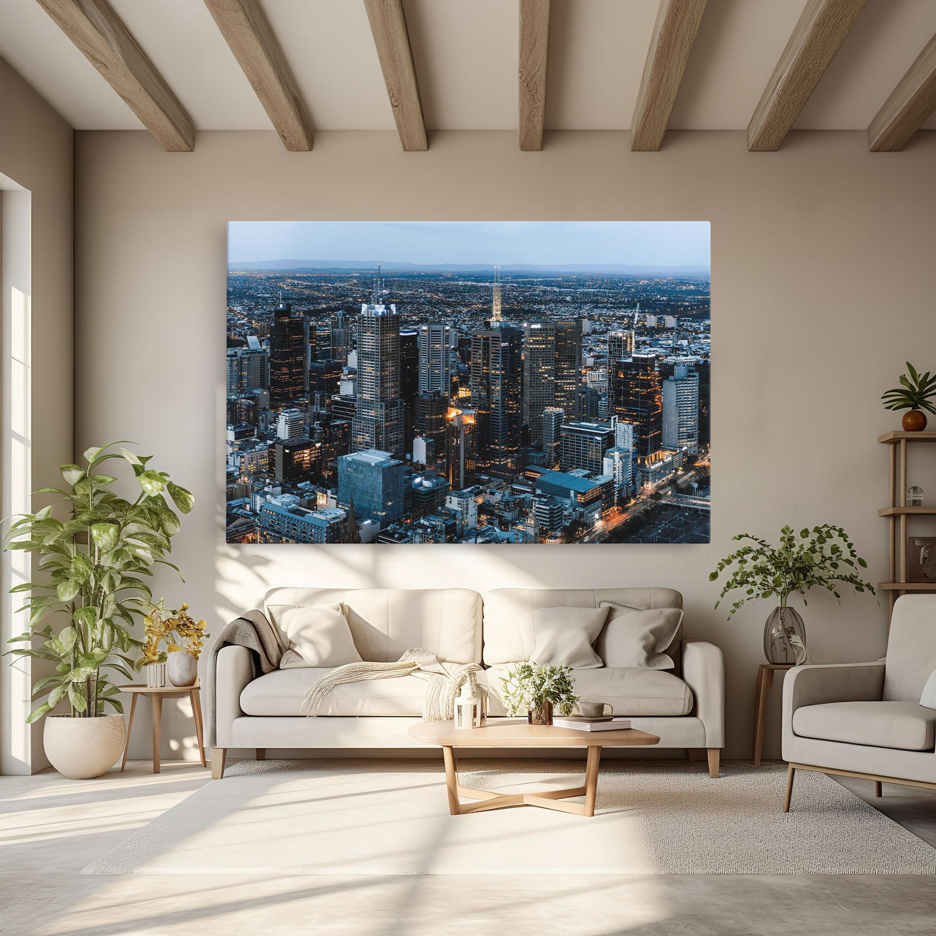 Tablou Canvas Yellow Lights Skyline mockup 6