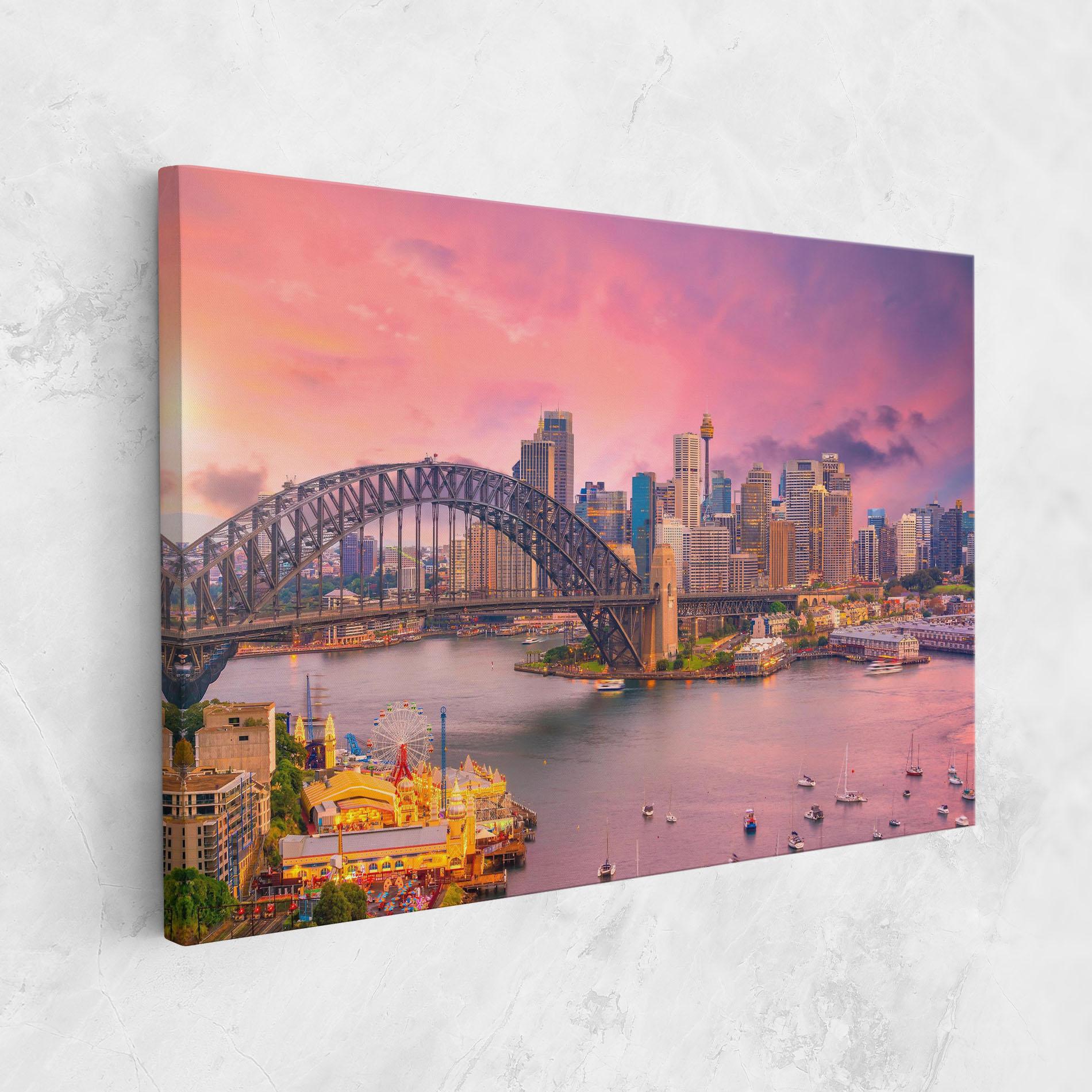 Tablou Canvas Pink Sydney Skyline mockup 1