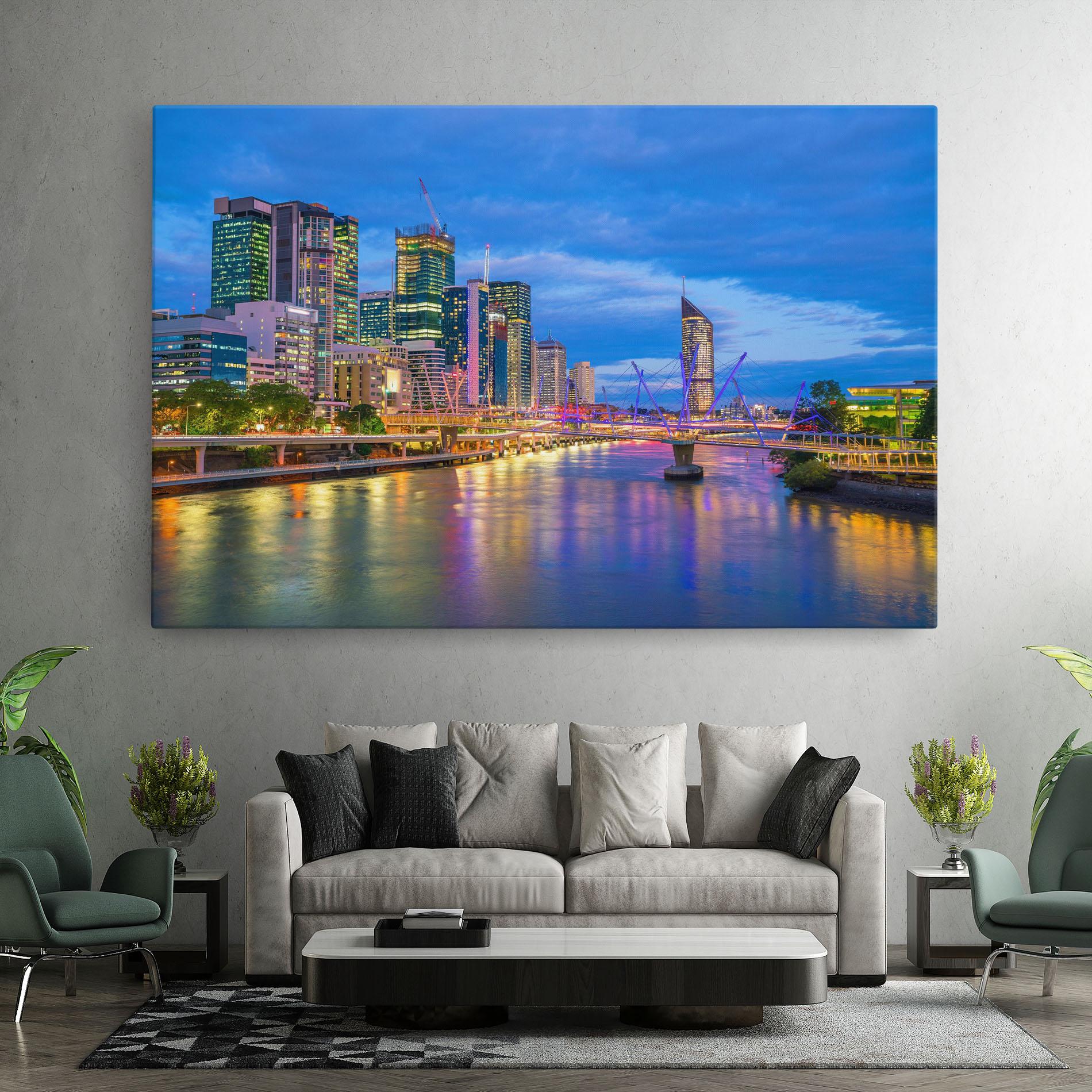 Tablou Canvas Brisbane Skyline View mockup 7