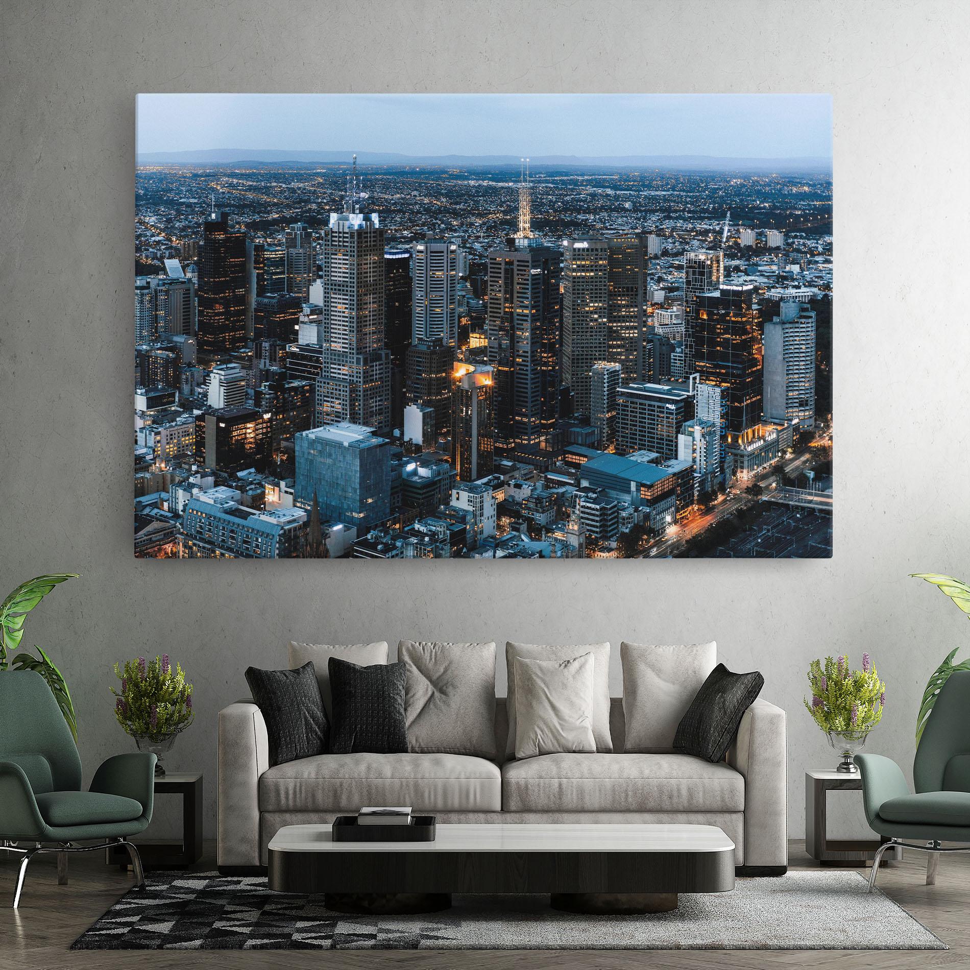 Tablou Canvas Yellow Lights Skyline mockup 7