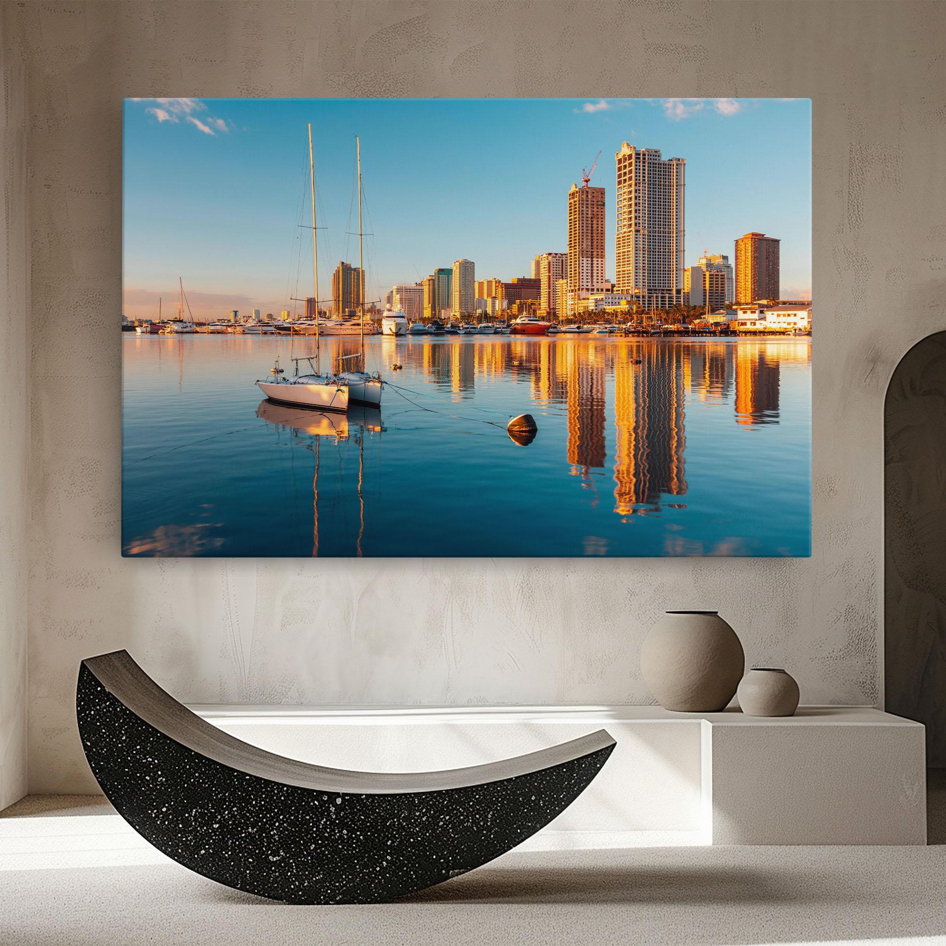 Tablou Canvas Skyscrapers Water mockup 8