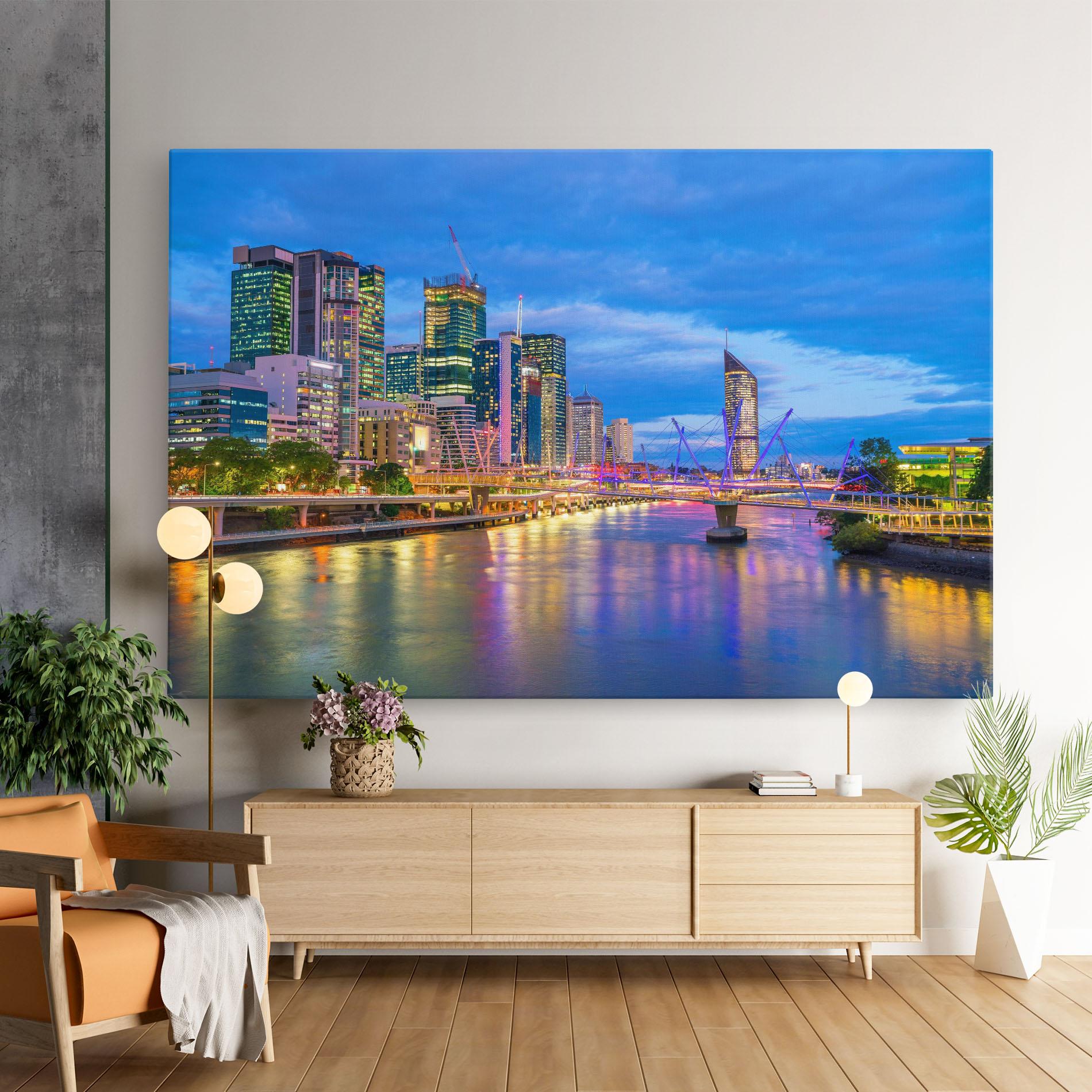 Tablou Canvas Brisbane Skyline View mockup 9