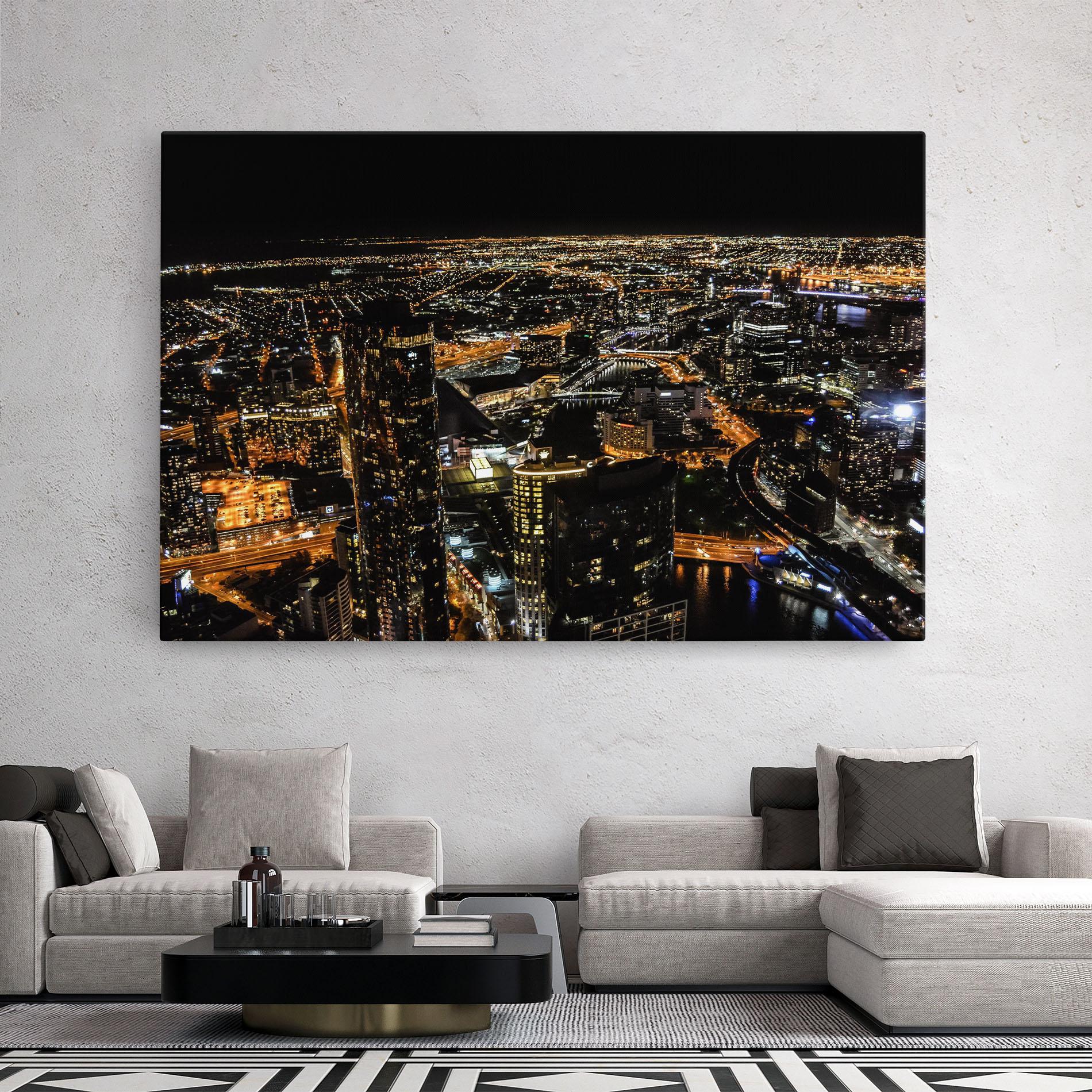 Tablou Canvas Black City Light mockup 2