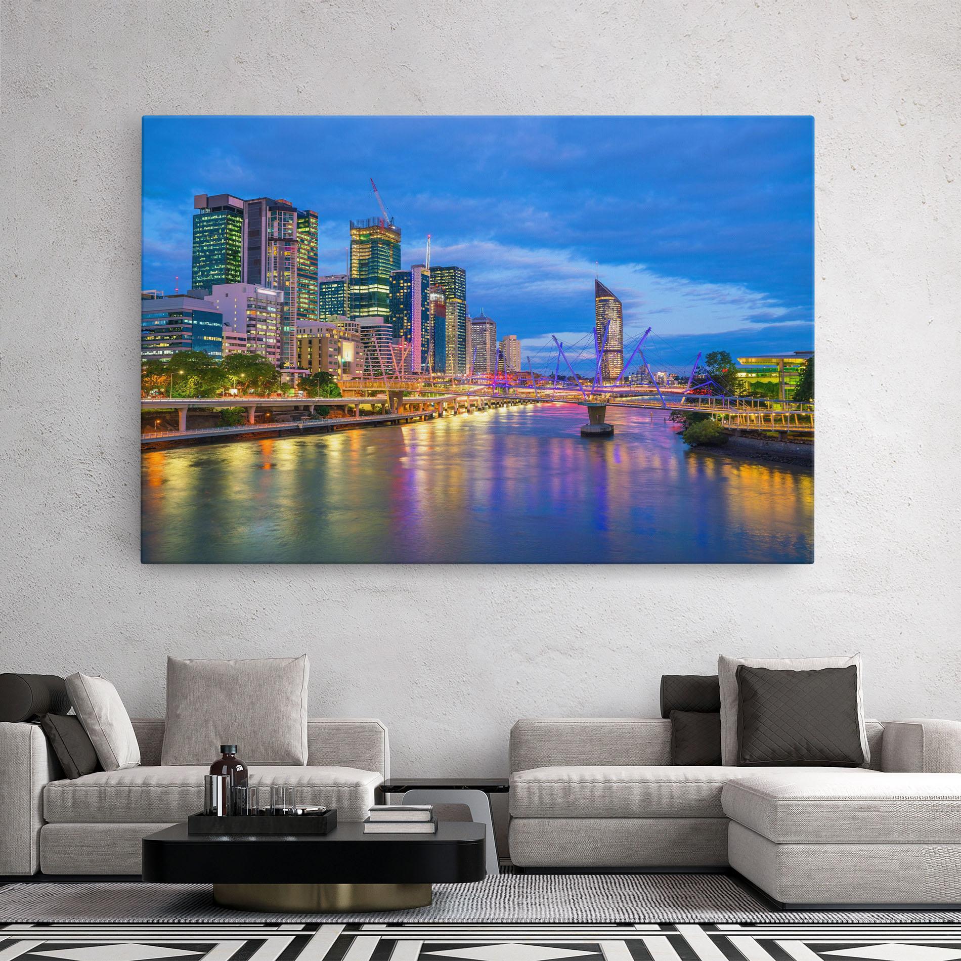 Tablou Canvas Brisbane Skyline View mockup 2