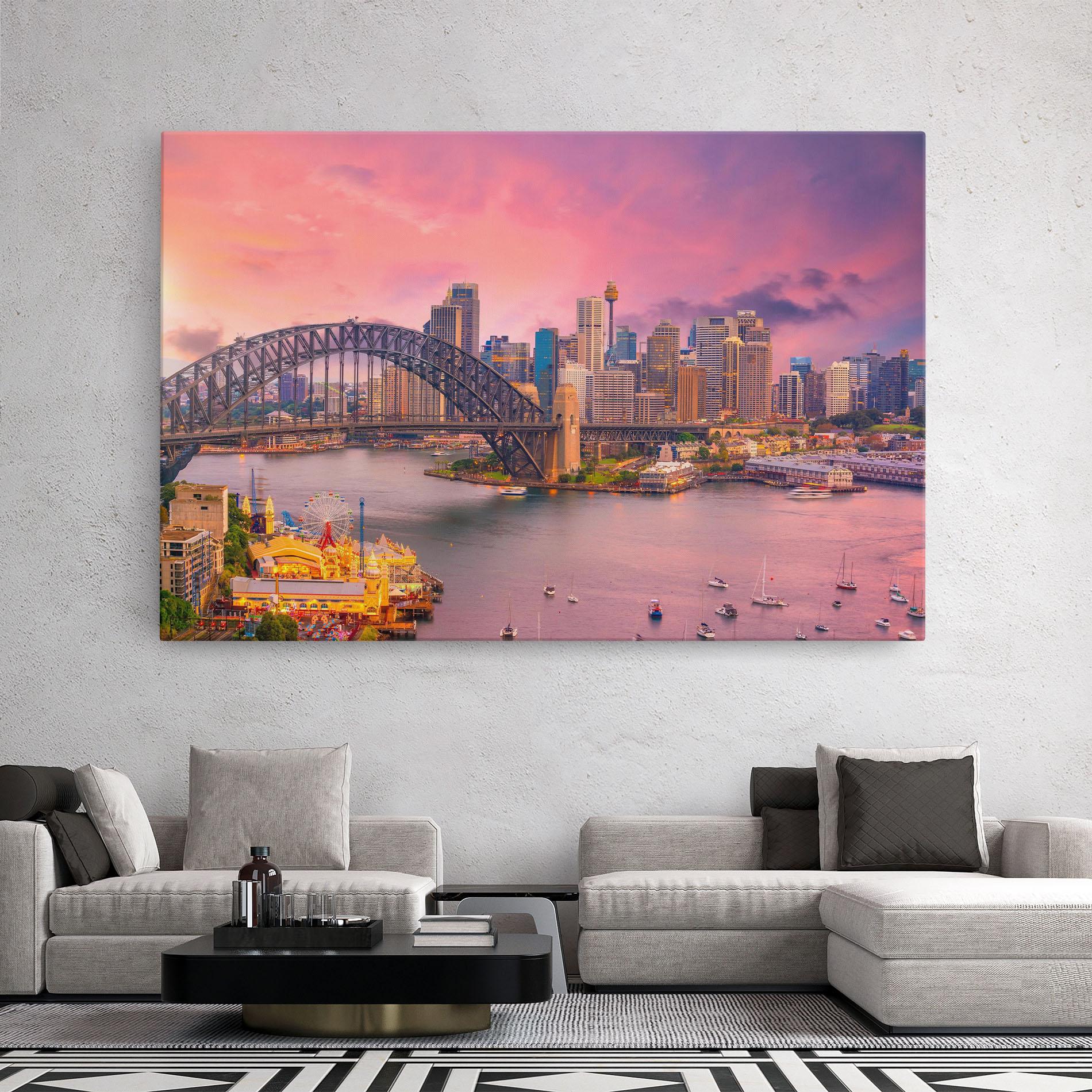 Tablou Canvas Pink Sydney Skyline mockup 2