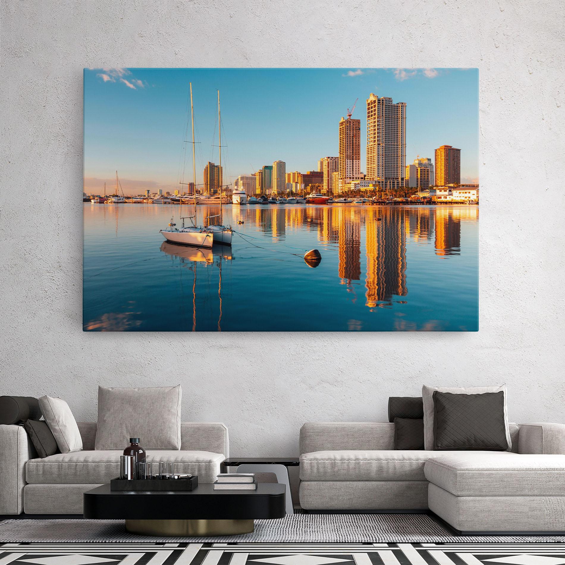 Tablou Canvas Skyscrapers Water mockup 2