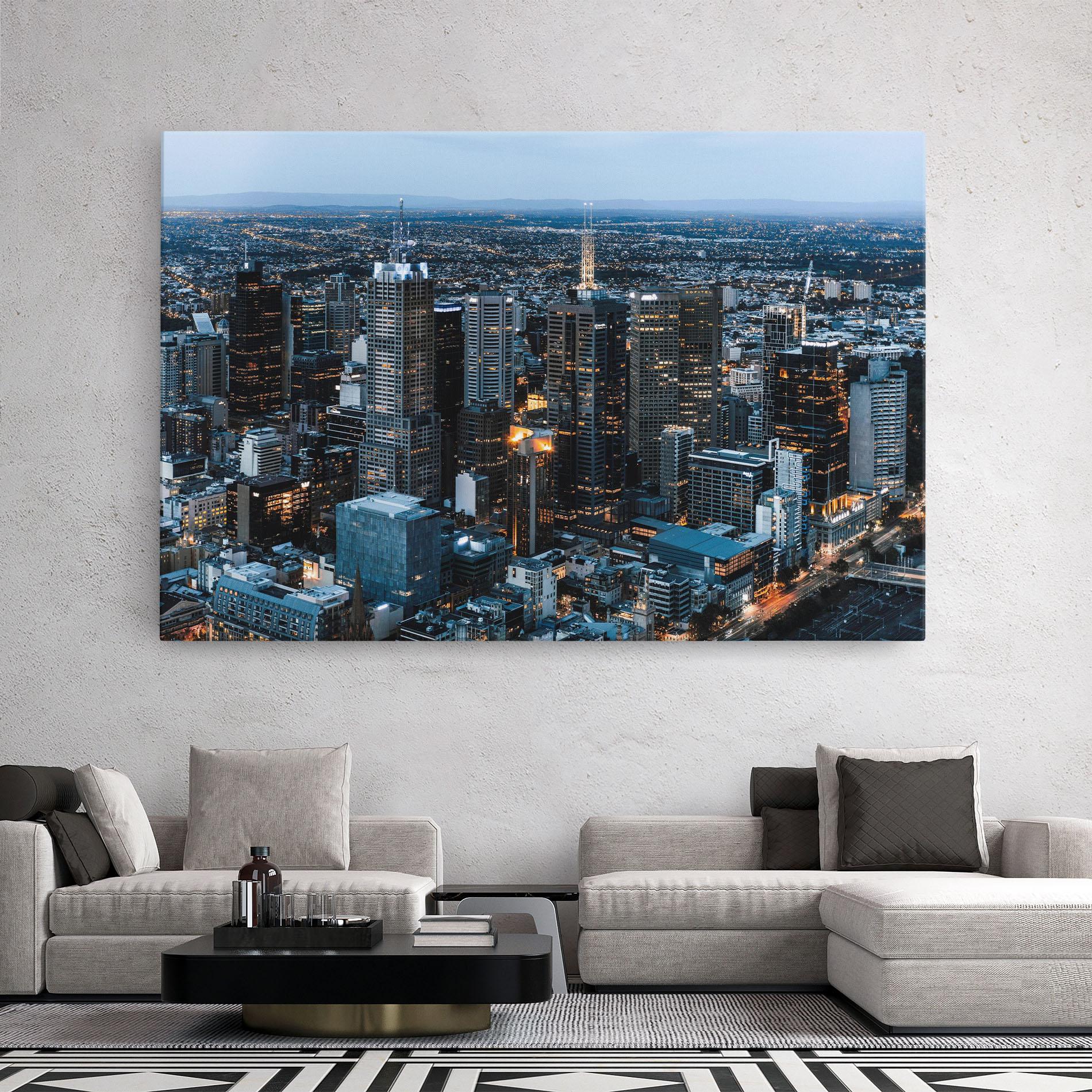 Tablou Canvas Yellow Lights Skyline mockup 2