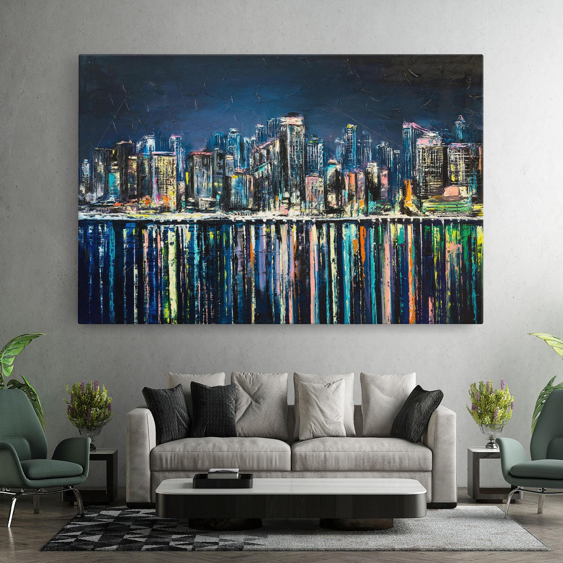 Tablou Canvas Night Cityscape mockup 7