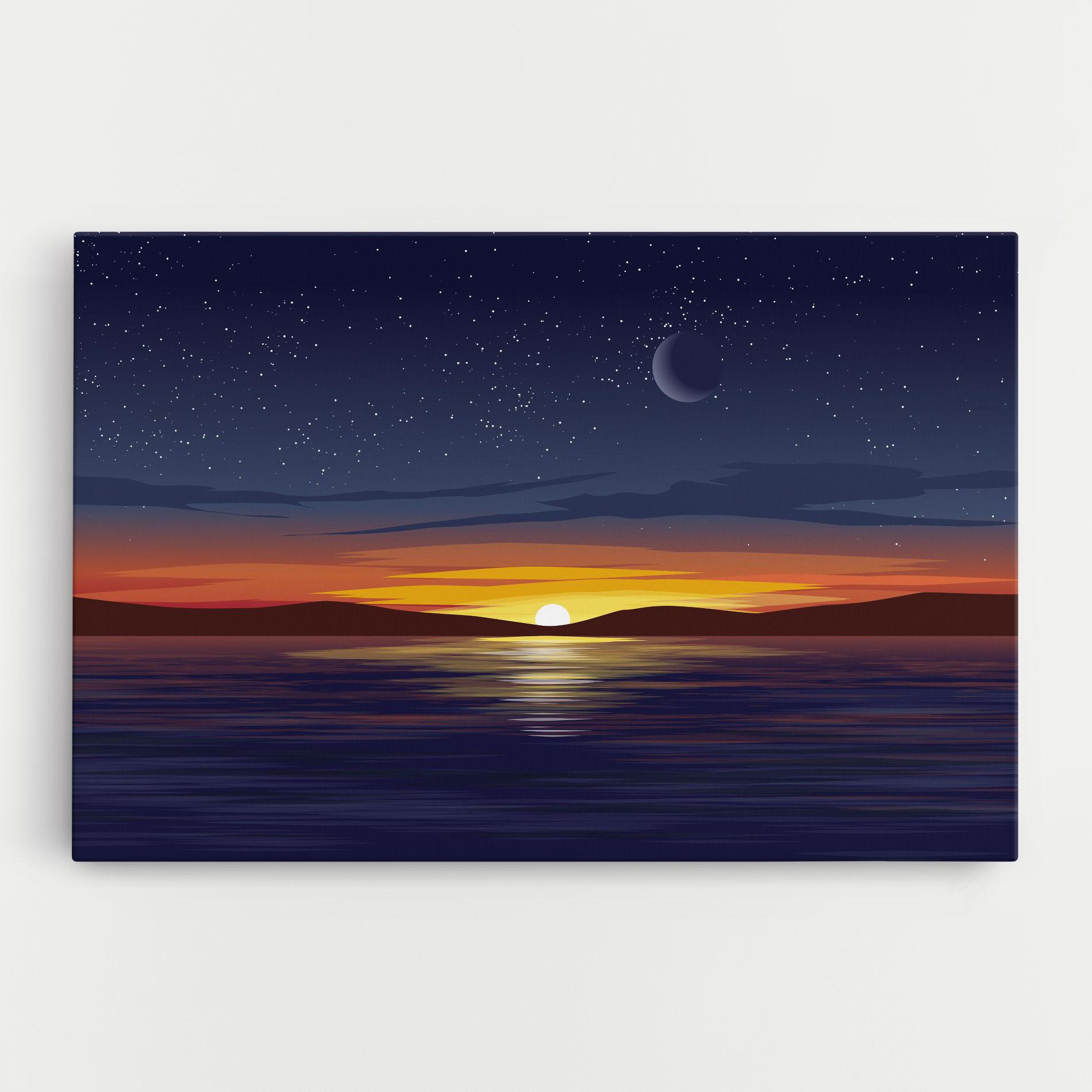 Tablou Canvas Ocean Moon Sunset mockup 0