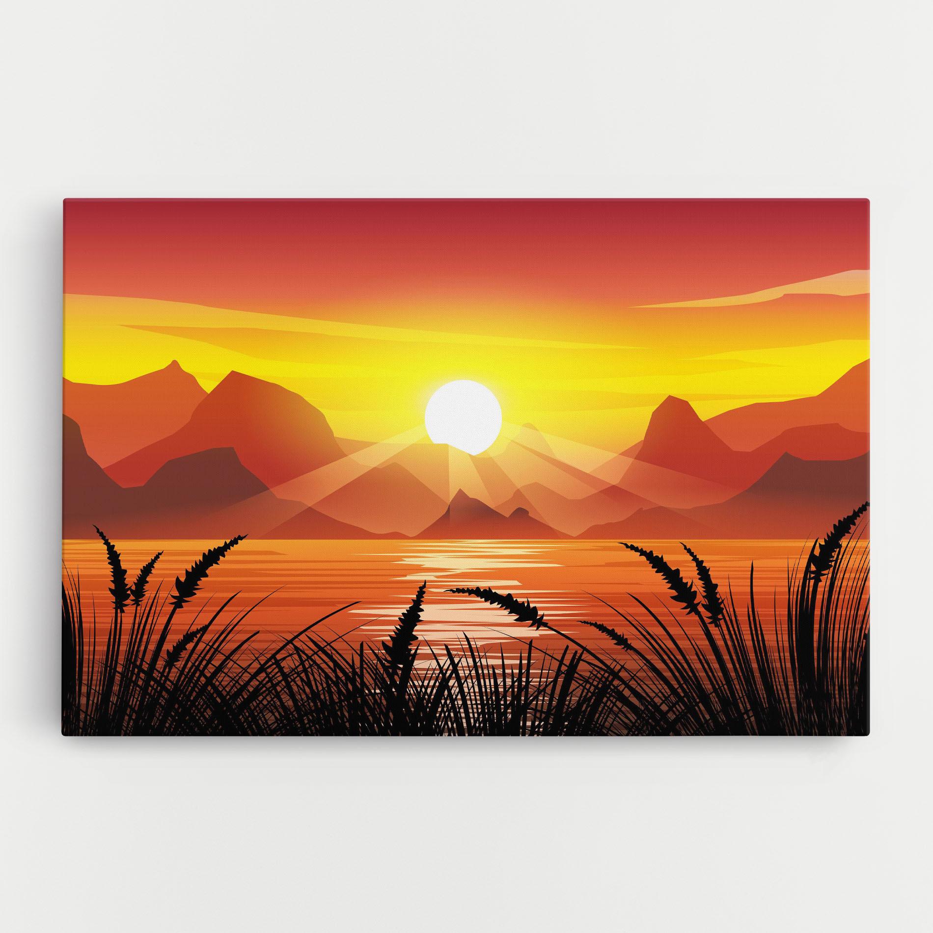 Tablou Canvas Sunrise Grass Art mockup 0