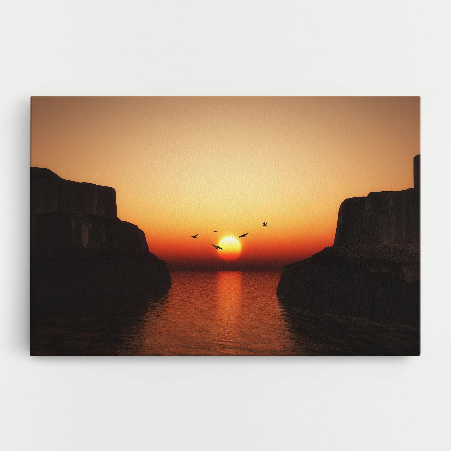 Tablou Canvas Sunset Silhouette Birds mockup 0
