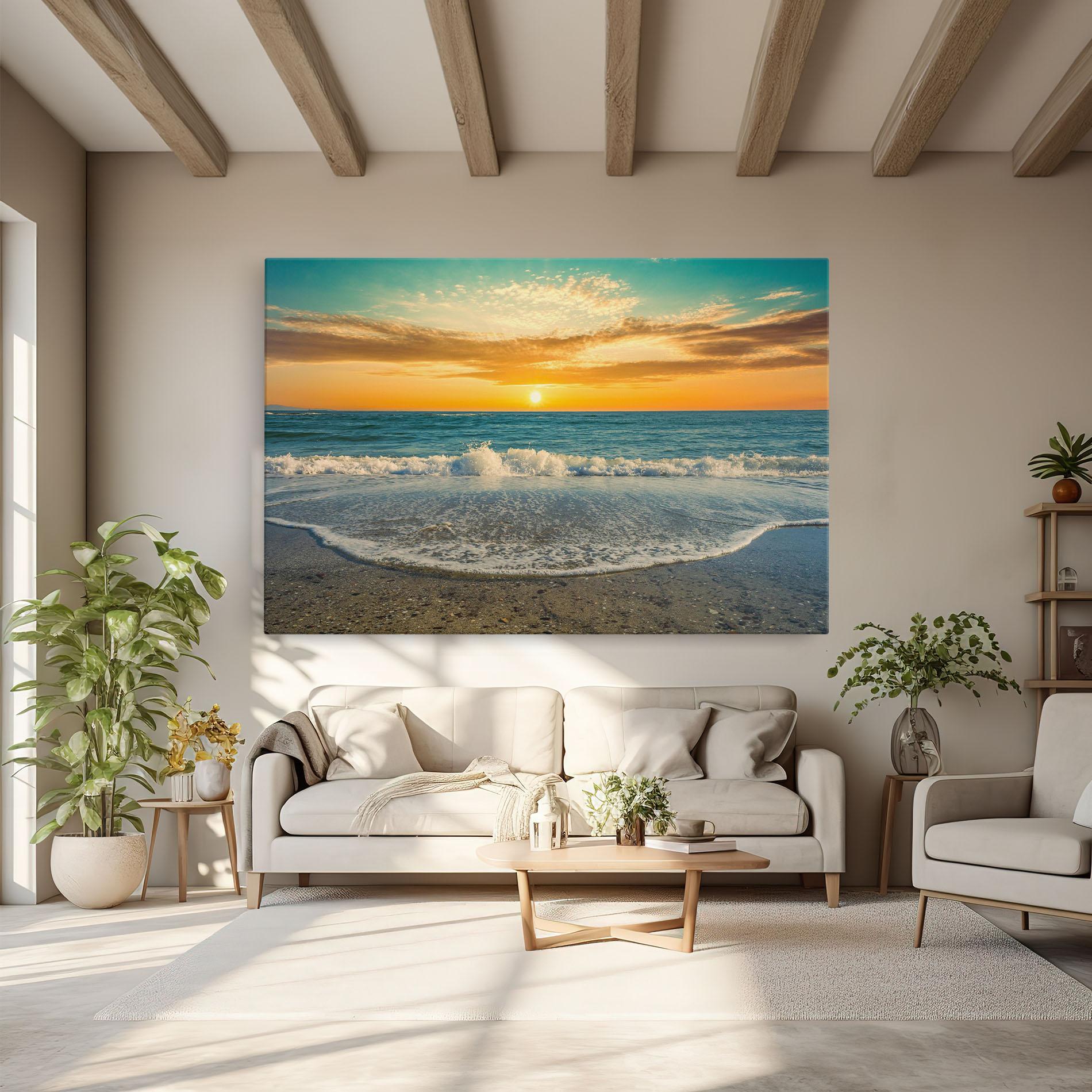 Tablou Canvas Beach Dramatic Sunset mockup 6