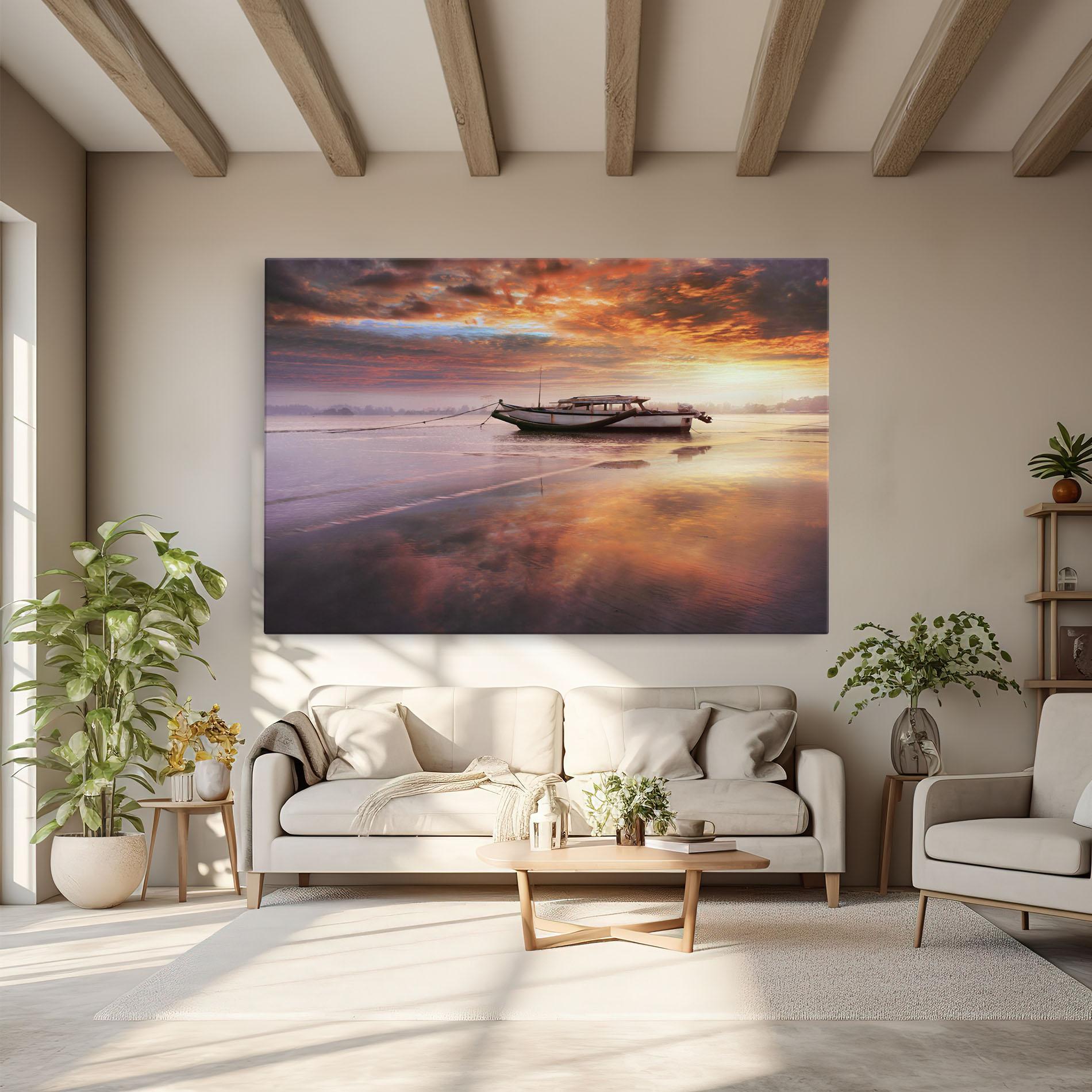 Tablou Canvas Beauty Boat Sunrise mockup 6