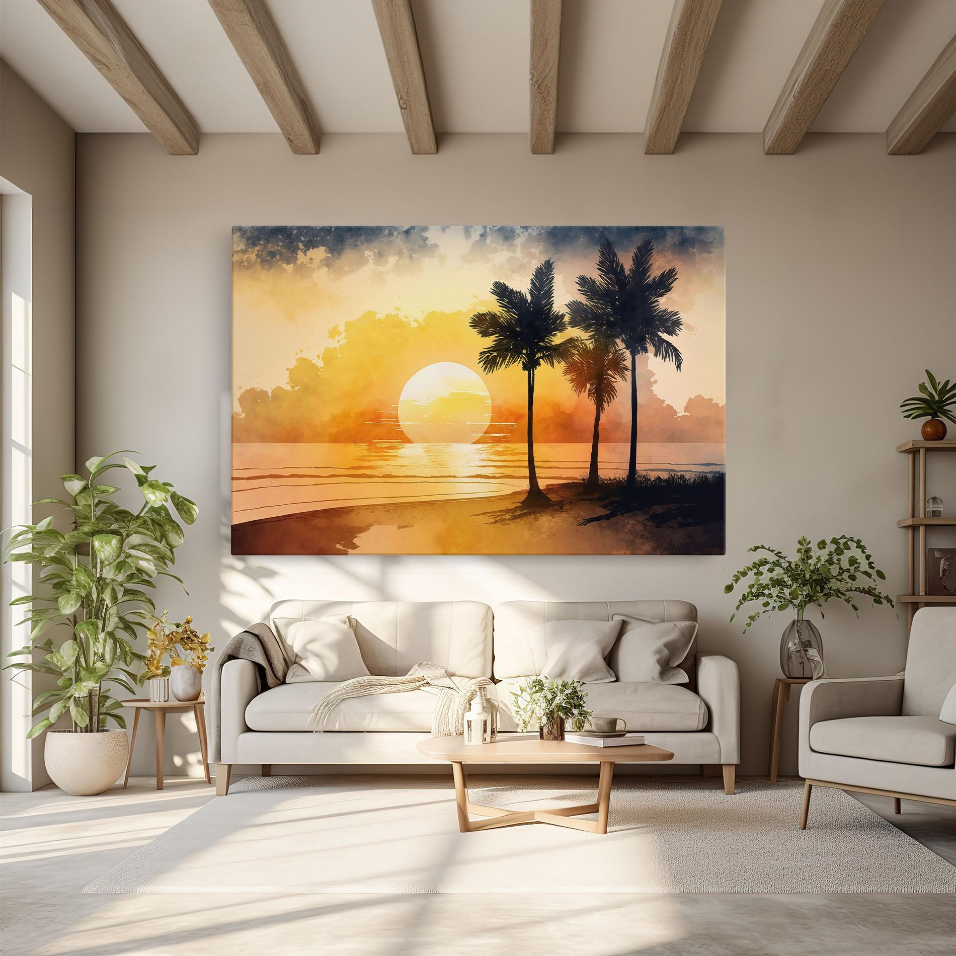 Tablou Canvas Palm Trees Sunset mockup 6
