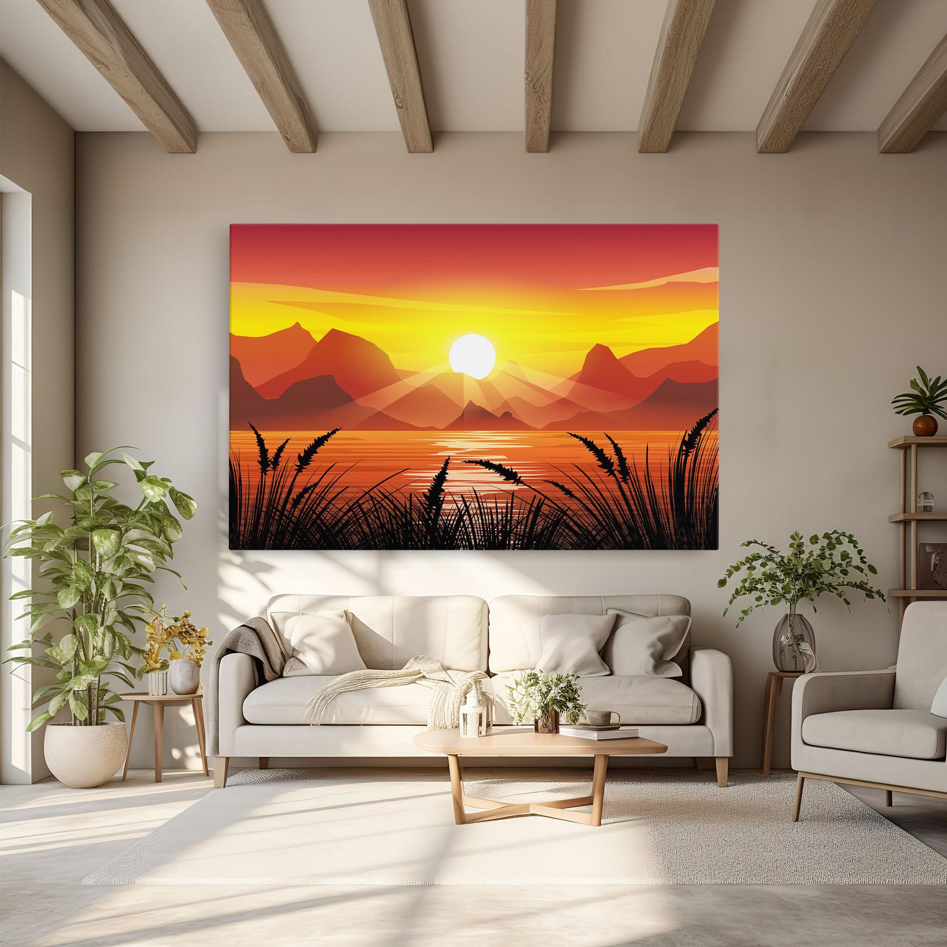 Tablou Canvas Sunrise Grass Art mockup 6