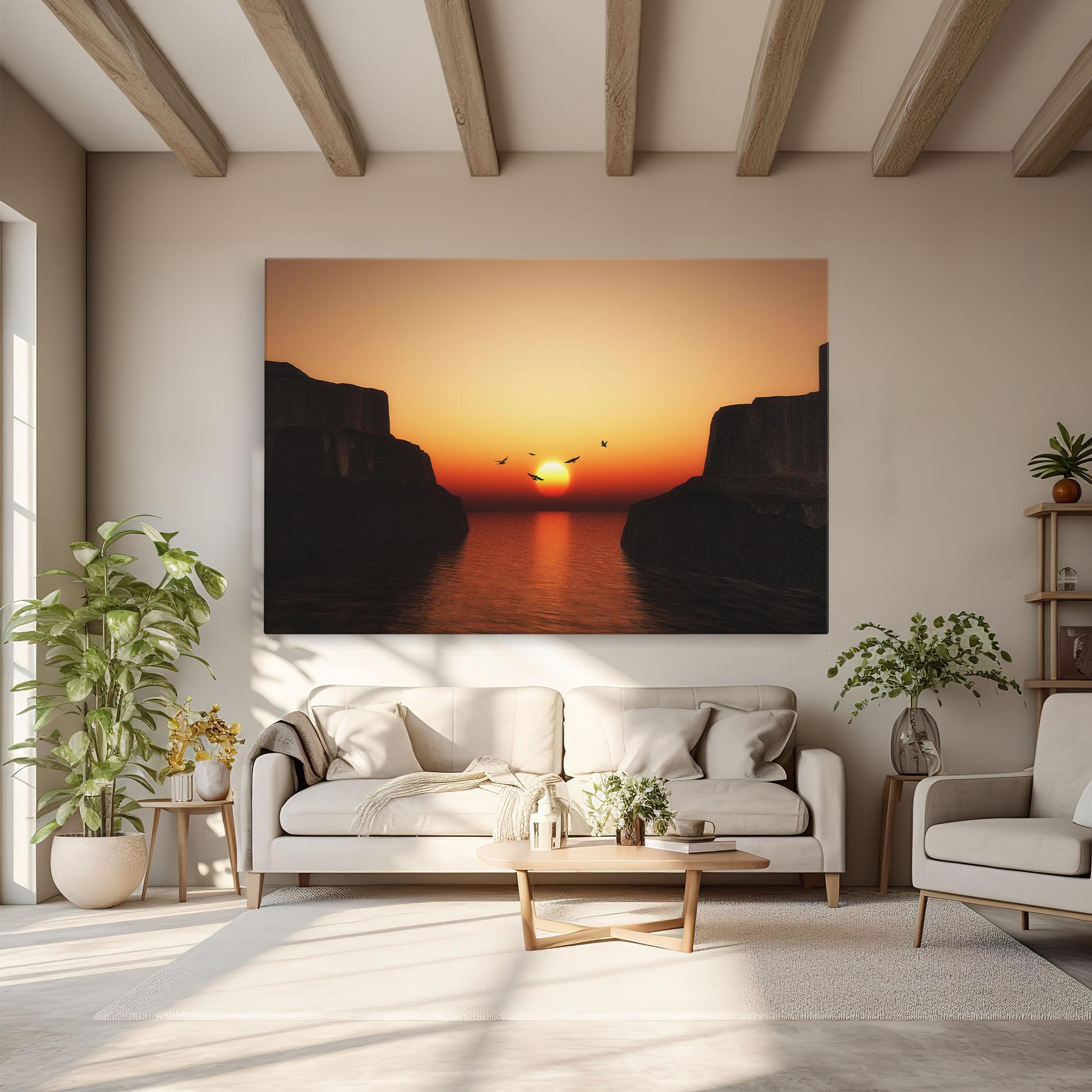 Tablou Canvas Sunset Silhouette Birds mockup 6