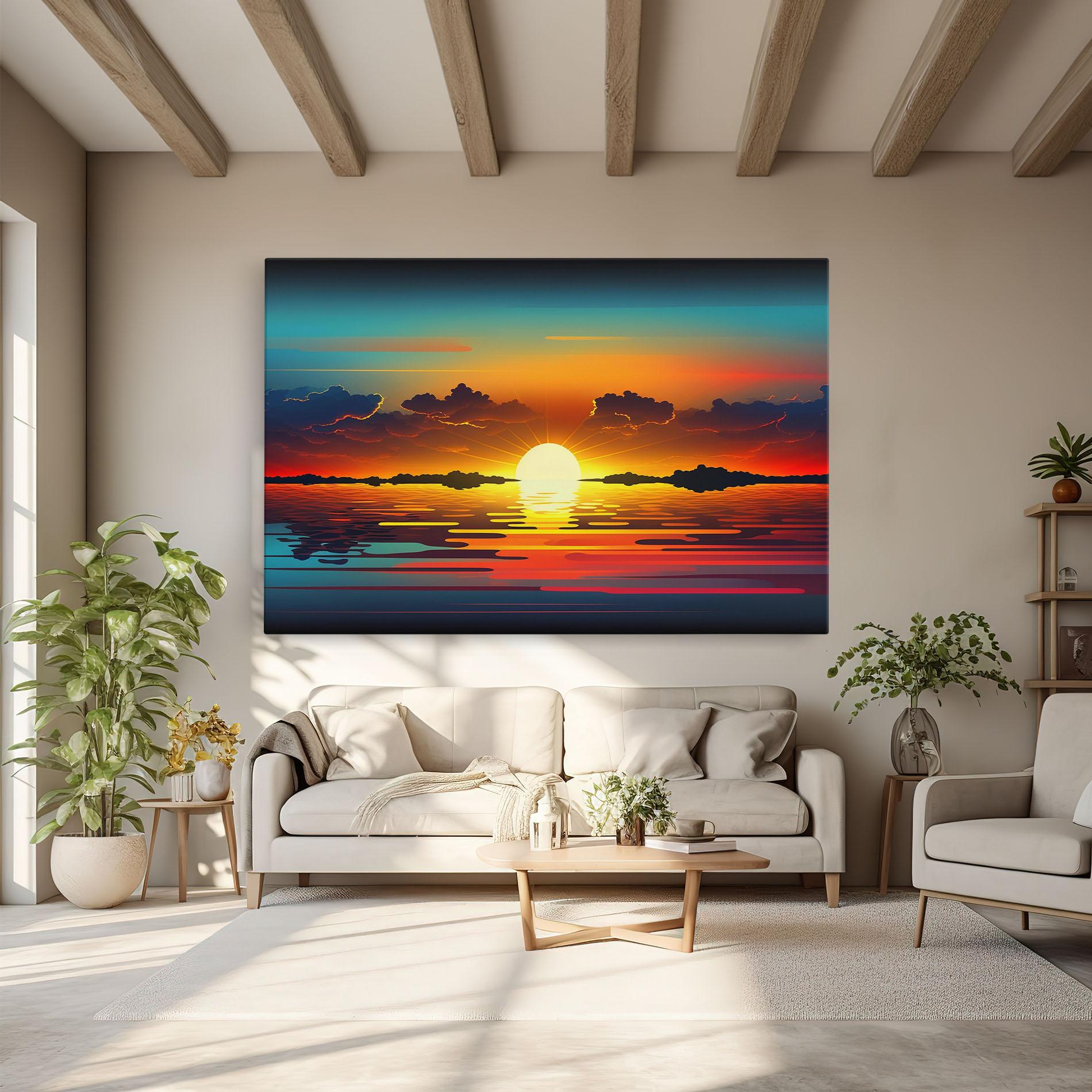 Tablou Canvas Yellow Sunset Illustration mockup 6