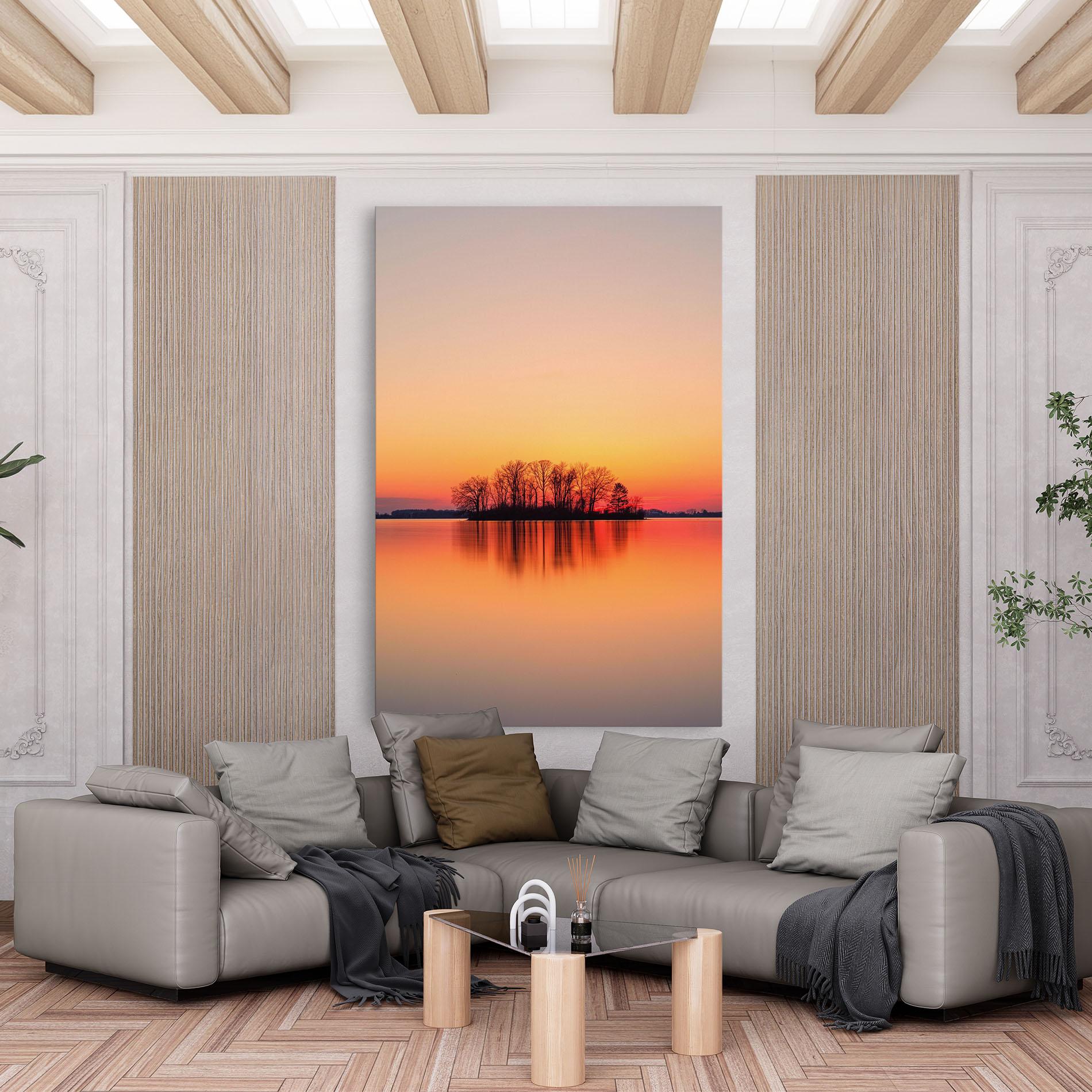 Tablou Canvas Tree Sunset Lake mockup 6