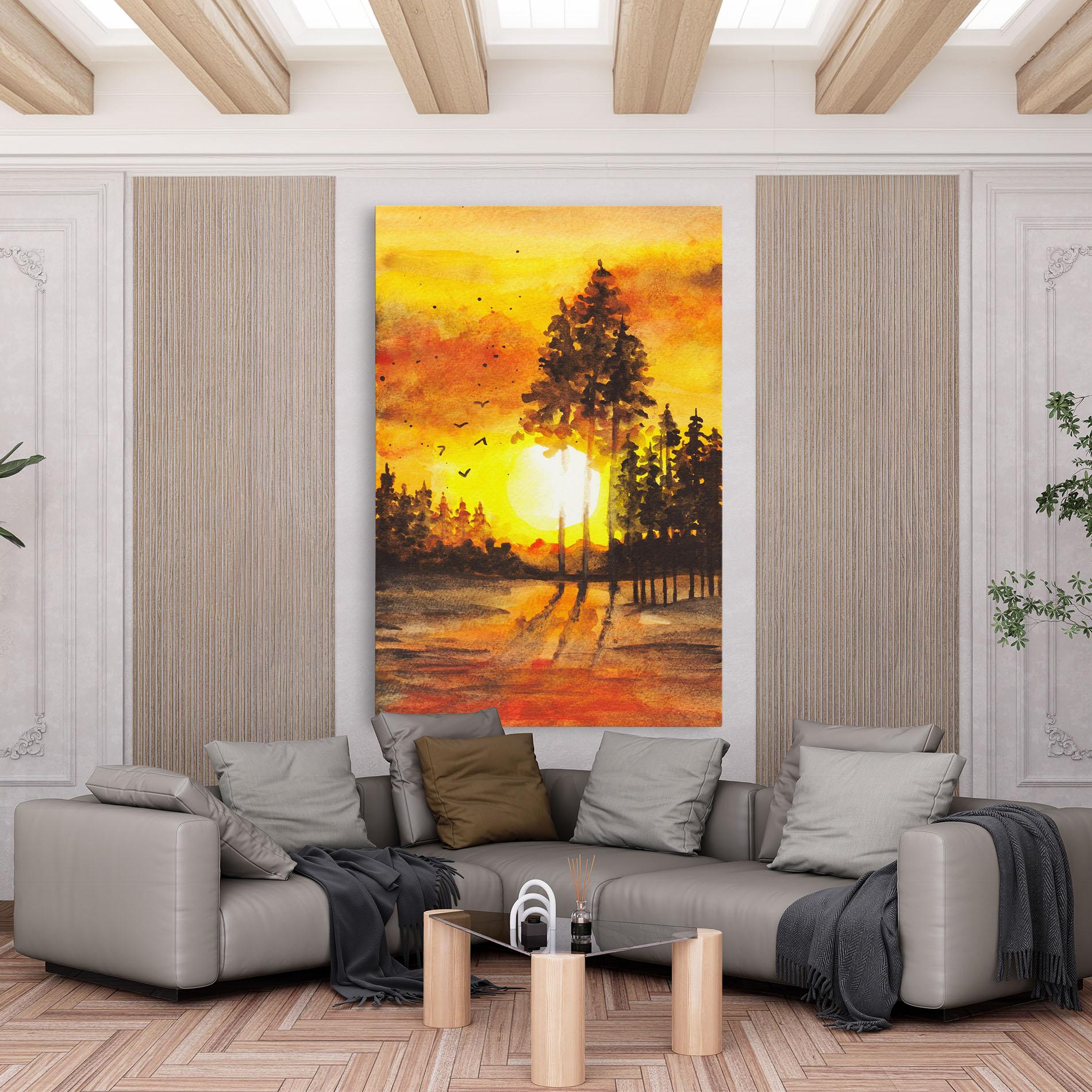 Tablou Canvas Watercolor Sunset Painting mockup 6