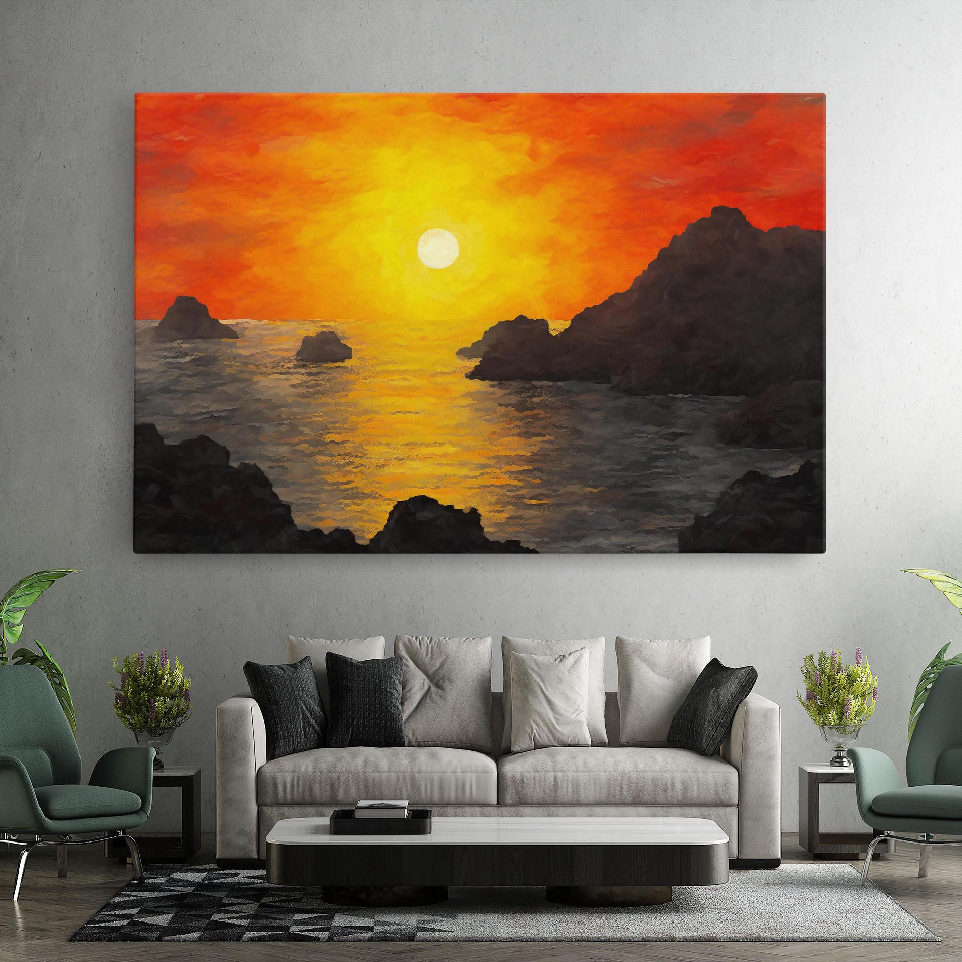 Tablou Canvas Mountains Rocks Painting mockup 7