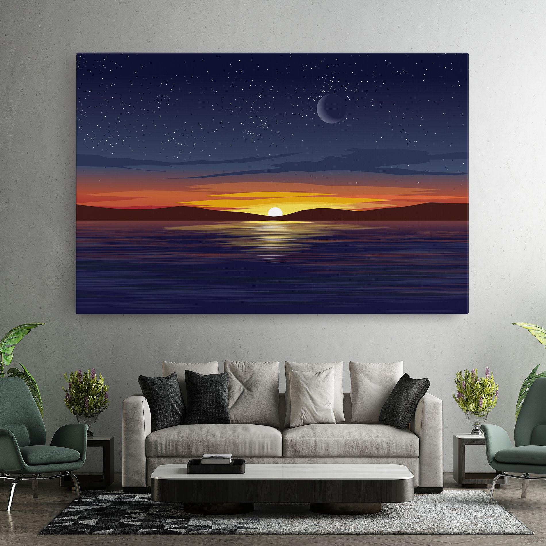 Tablou Canvas Ocean Moon Sunset mockup 7