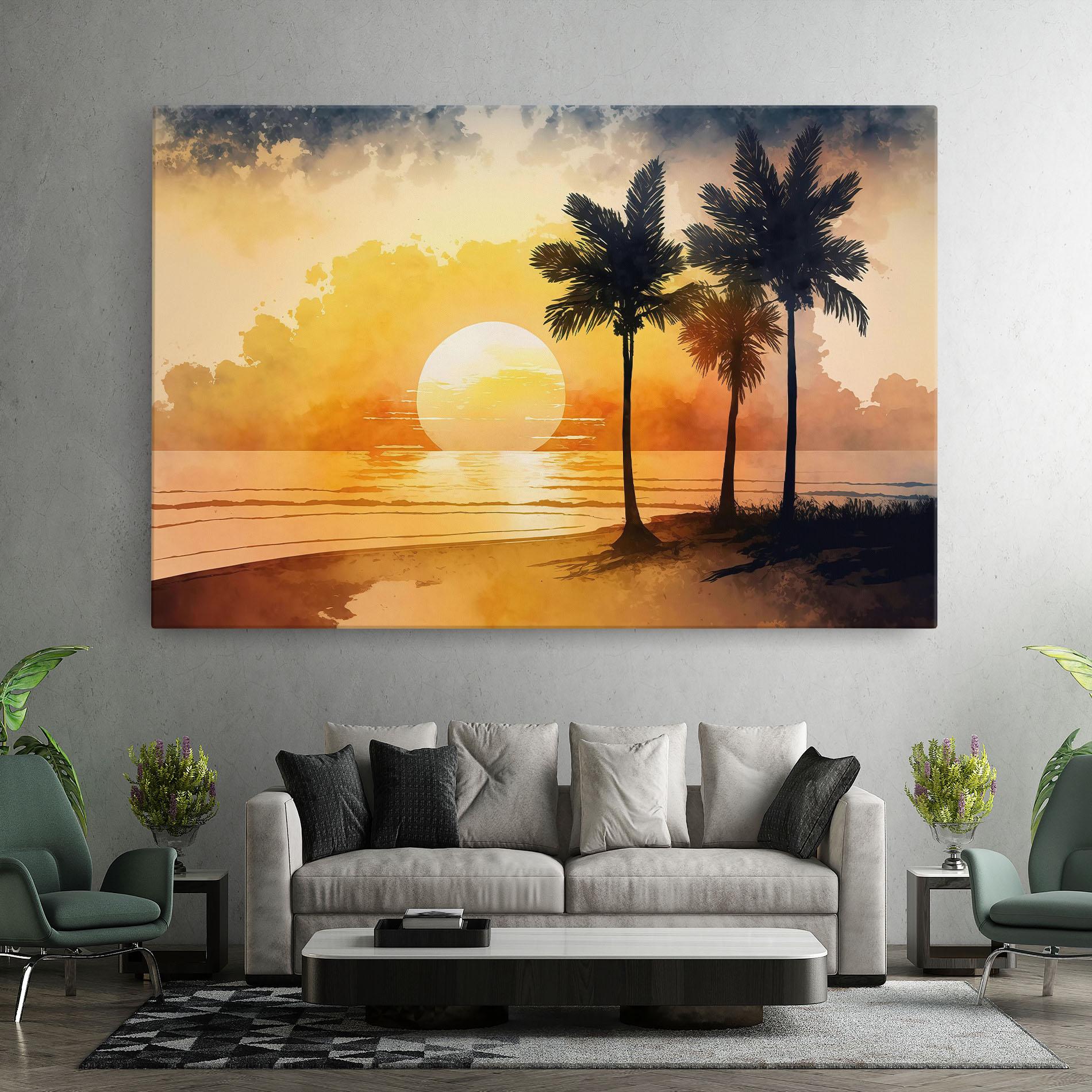Tablou Canvas Palm Trees Sunset mockup 7