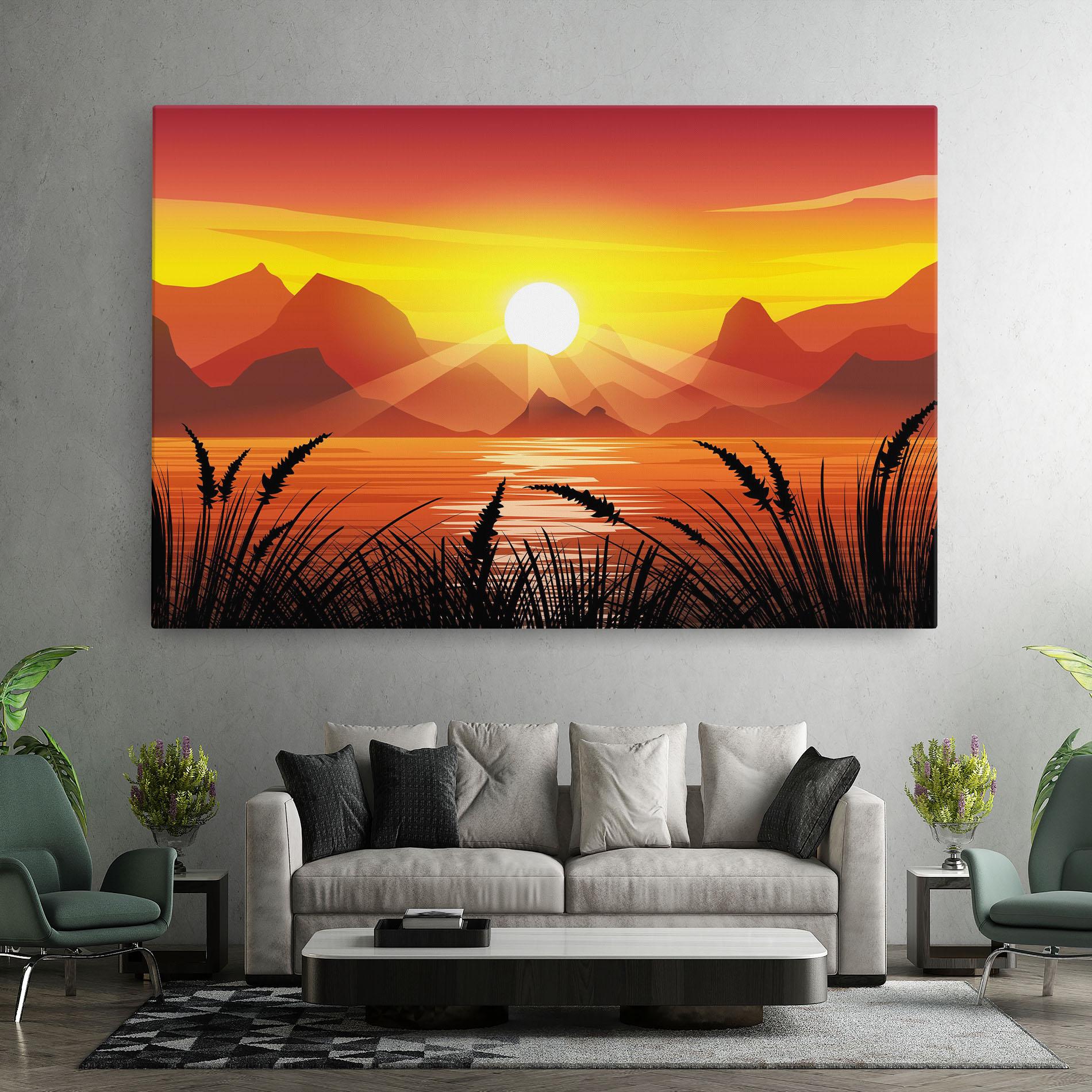 Tablou Canvas Sunrise Grass Art mockup 7