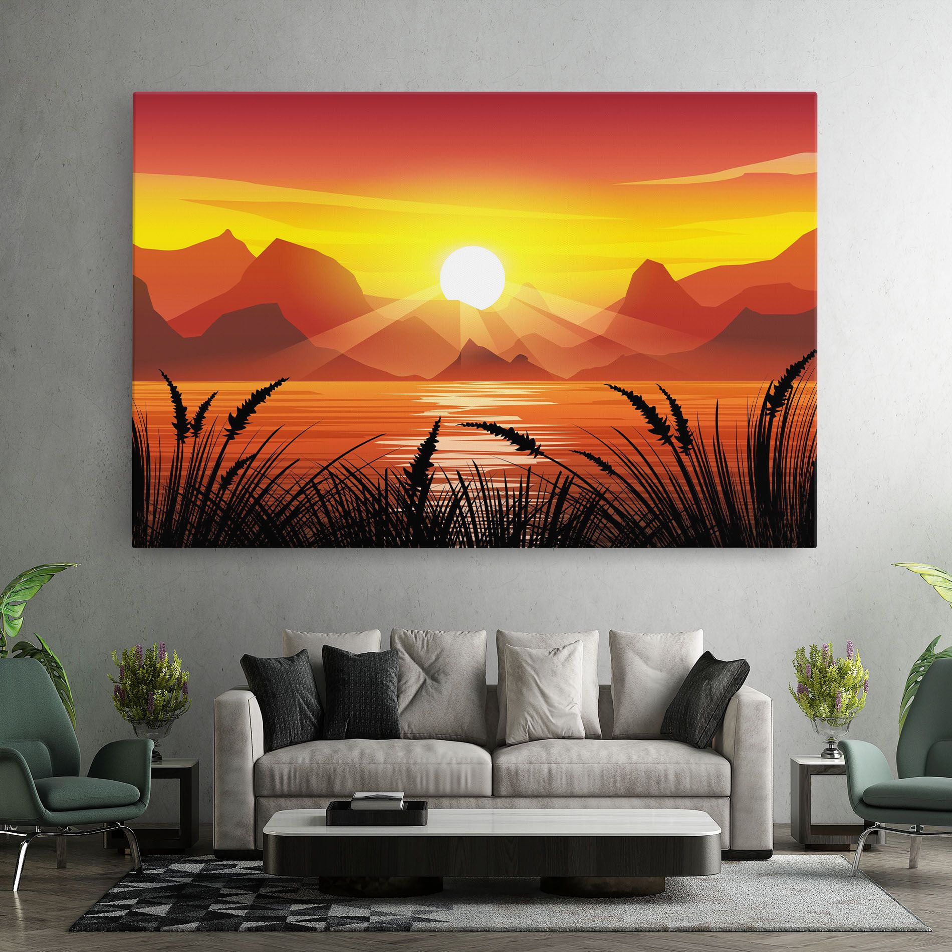 Sunrise Grass Art mockup 7