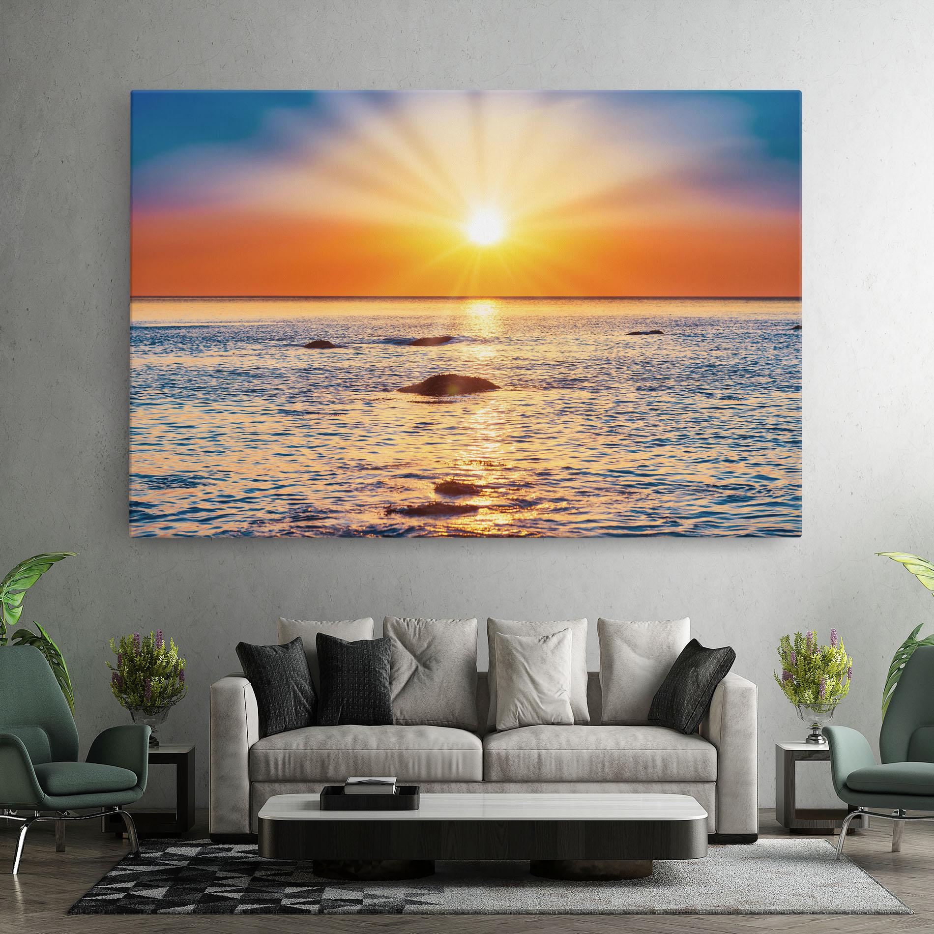 Tablou Canvas Sunset Beach Rocks mockup 7