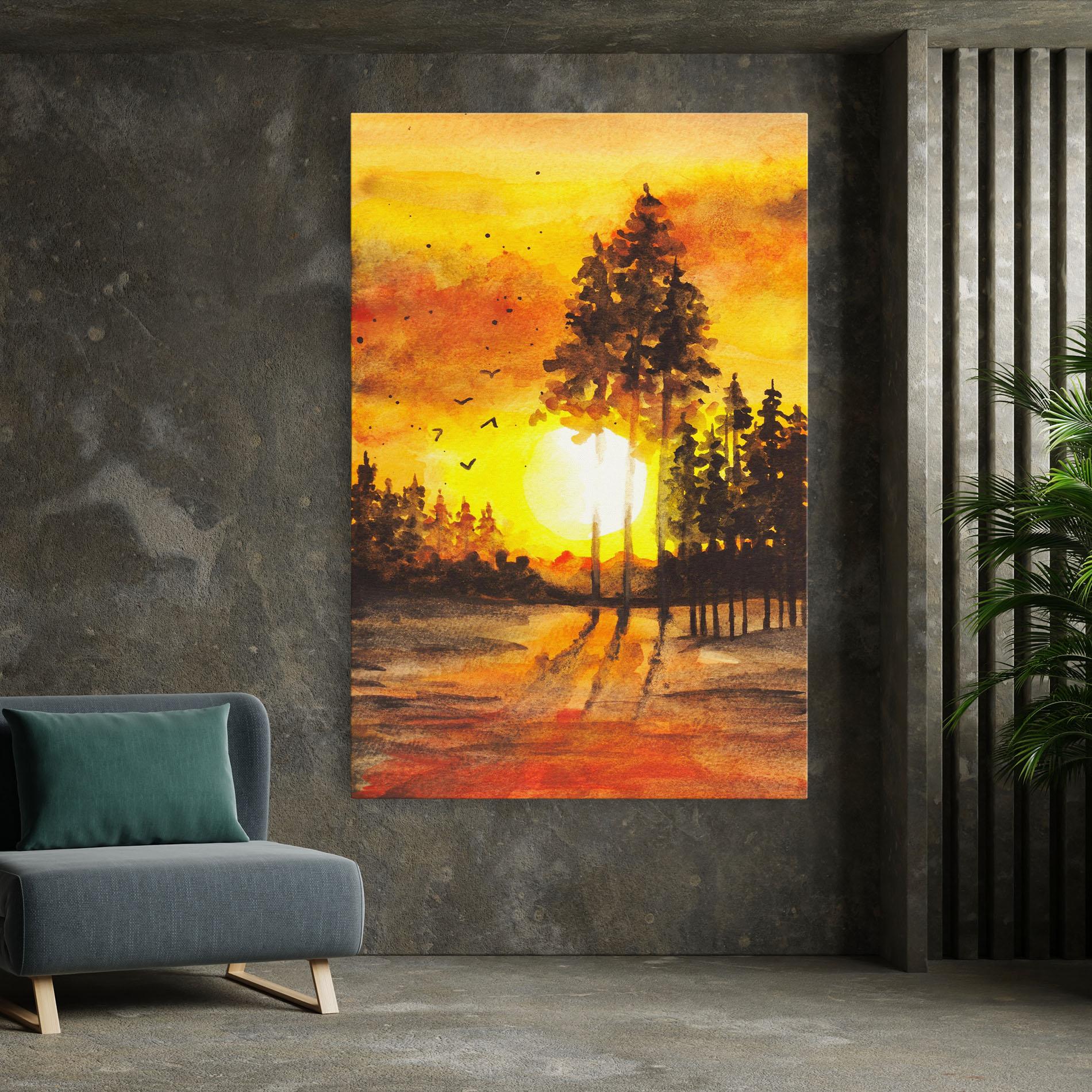 Tablou Canvas Watercolor Sunset Painting mockup 7