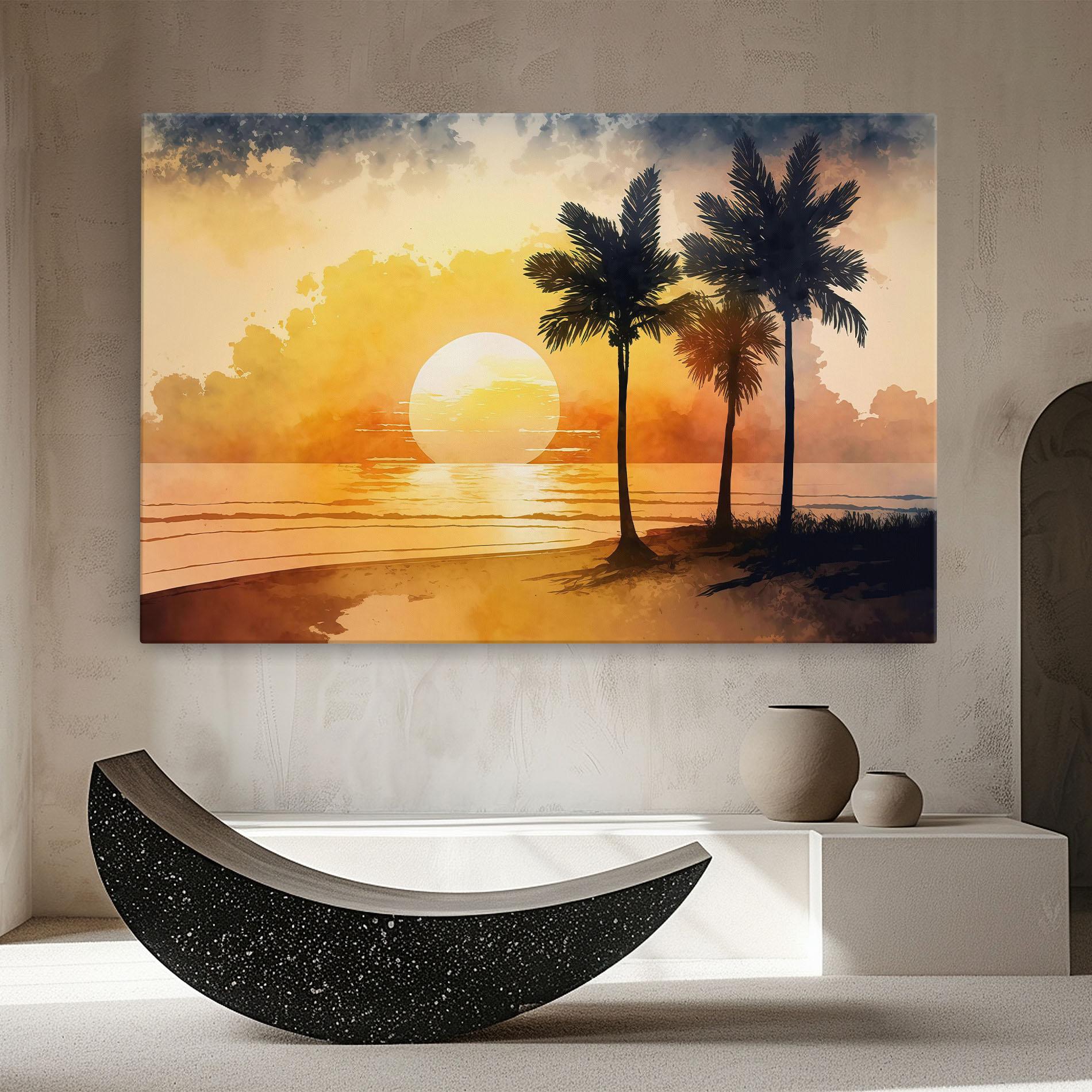 Tablou Canvas Palm Trees Sunset mockup 8