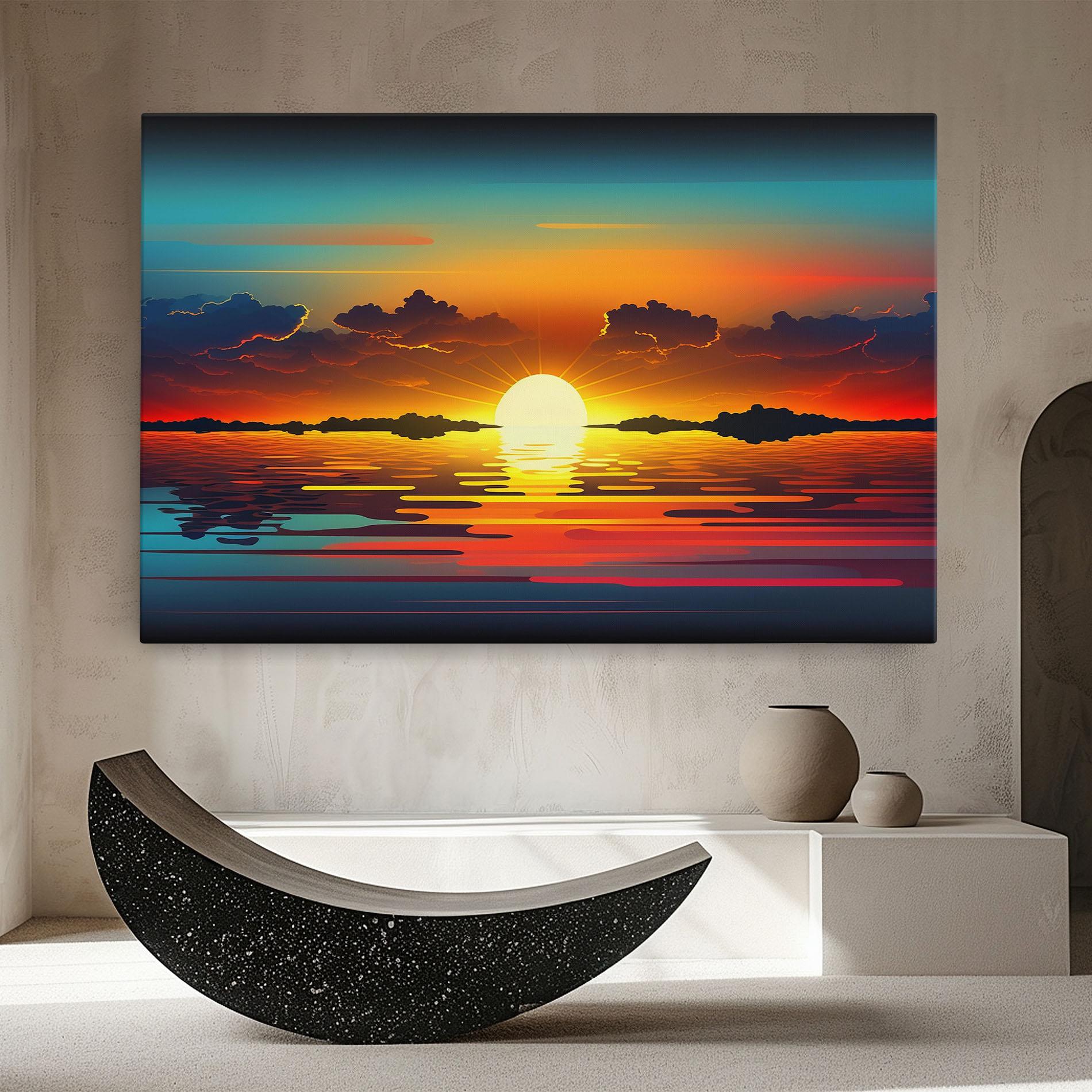 Tablou Canvas Yellow Sunset Illustration mockup 8