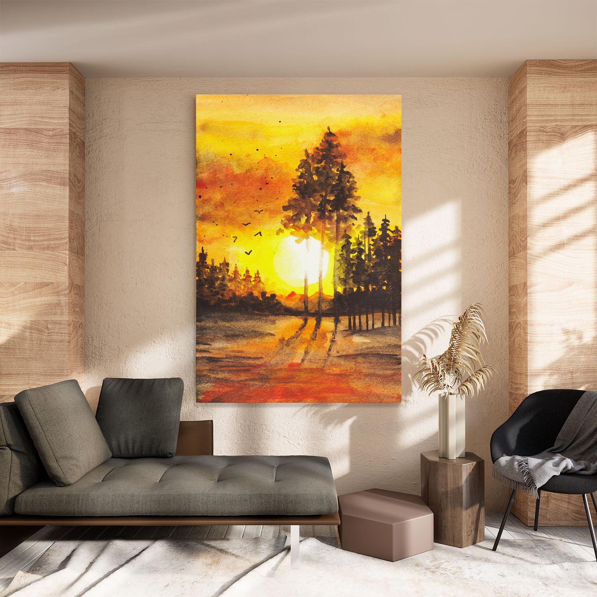 Tablou Canvas Watercolor Sunset Painting mockup 8