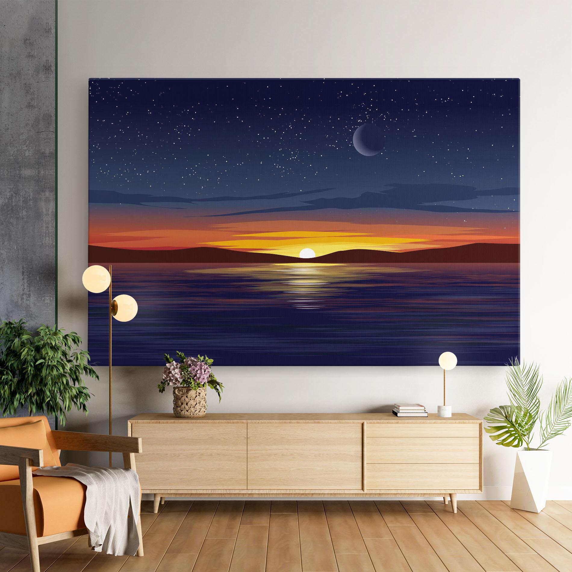 Tablou Canvas Ocean Moon Sunset mockup 9